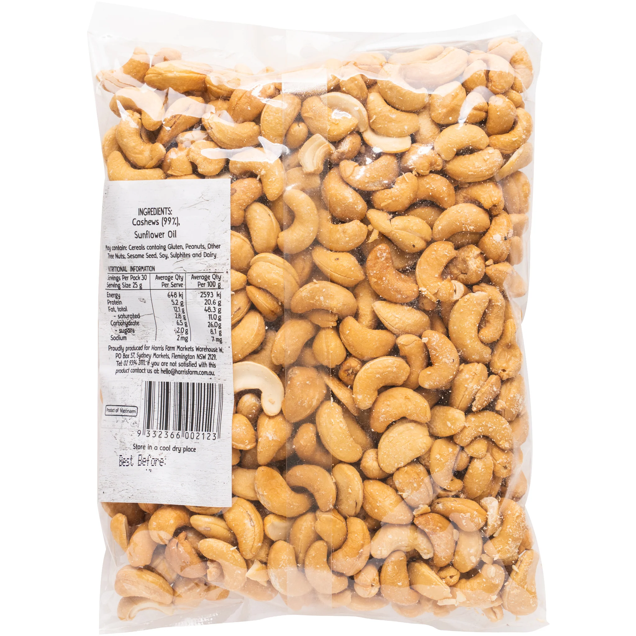 Harris Farm Cashews Roasted and Unsalted 750g - Image 2