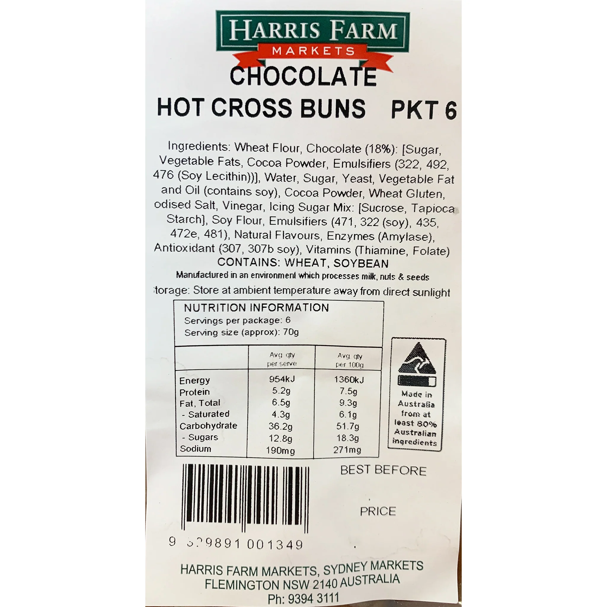 Harris Farm Hot Cross Buns Chocolate 6 pack - Image 2