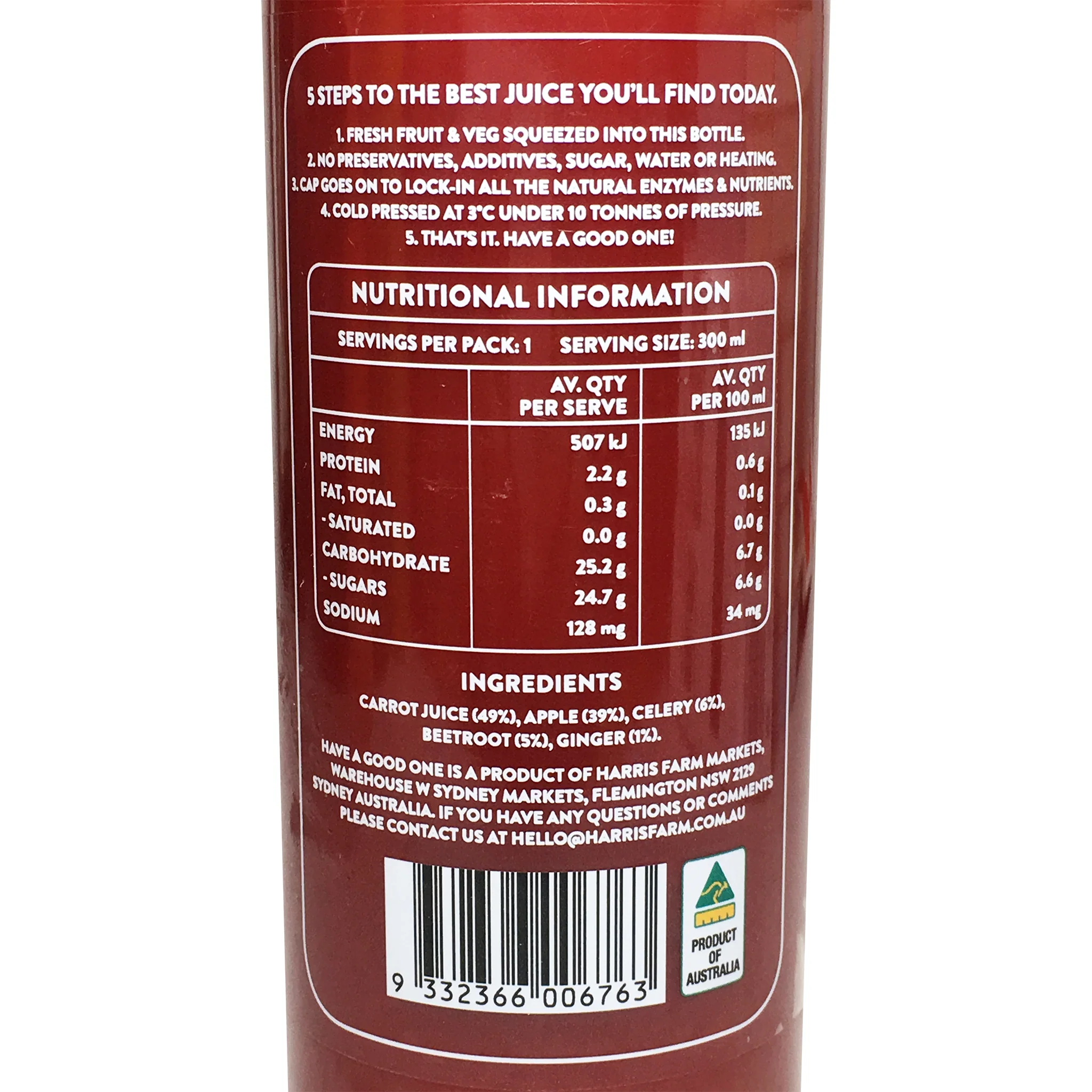 Harris Farm Cold Pressed Roots Cleanse Juice 300ml - Image 2