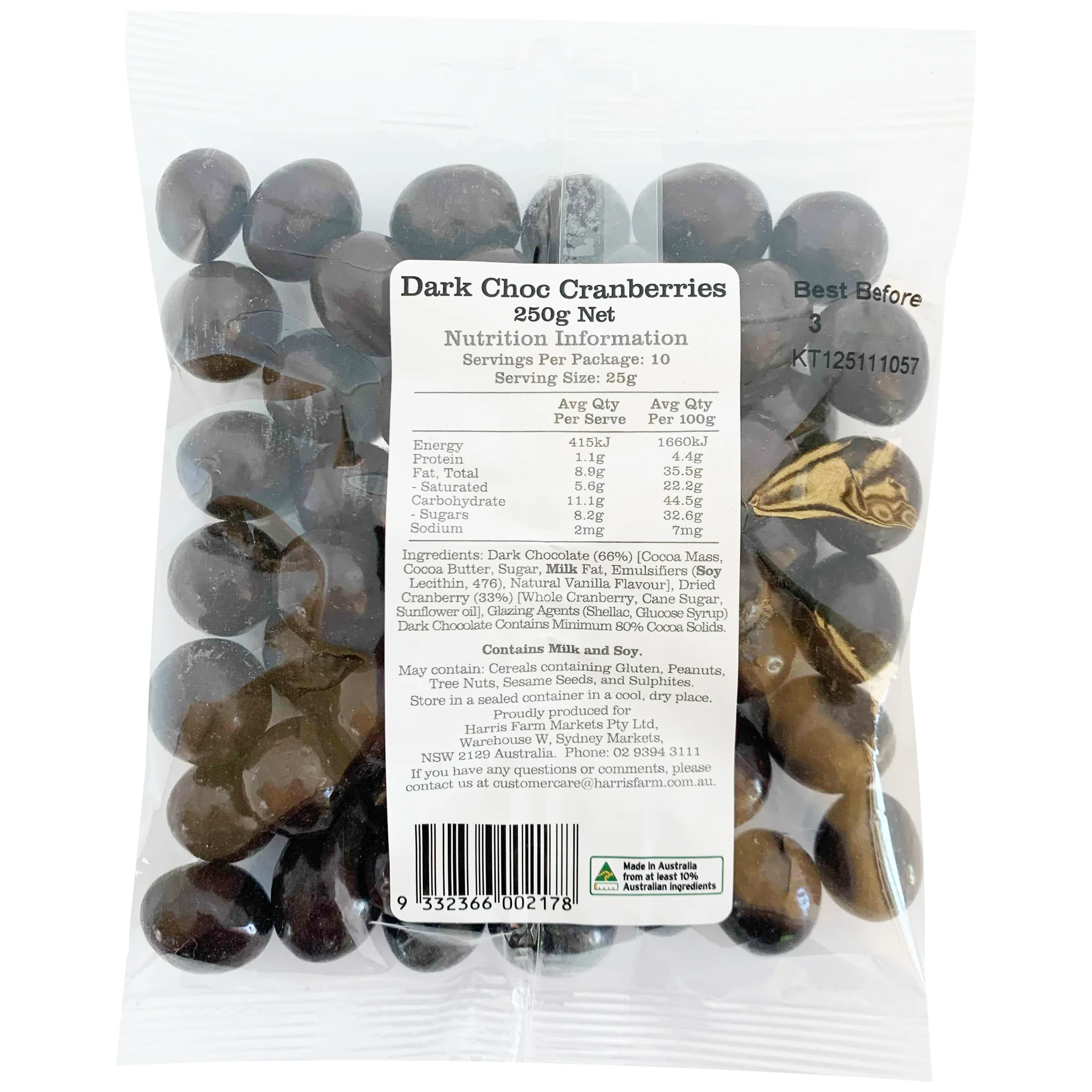 Harris Farm Cranberries Dark Chocolate Covered 250g - Image 2