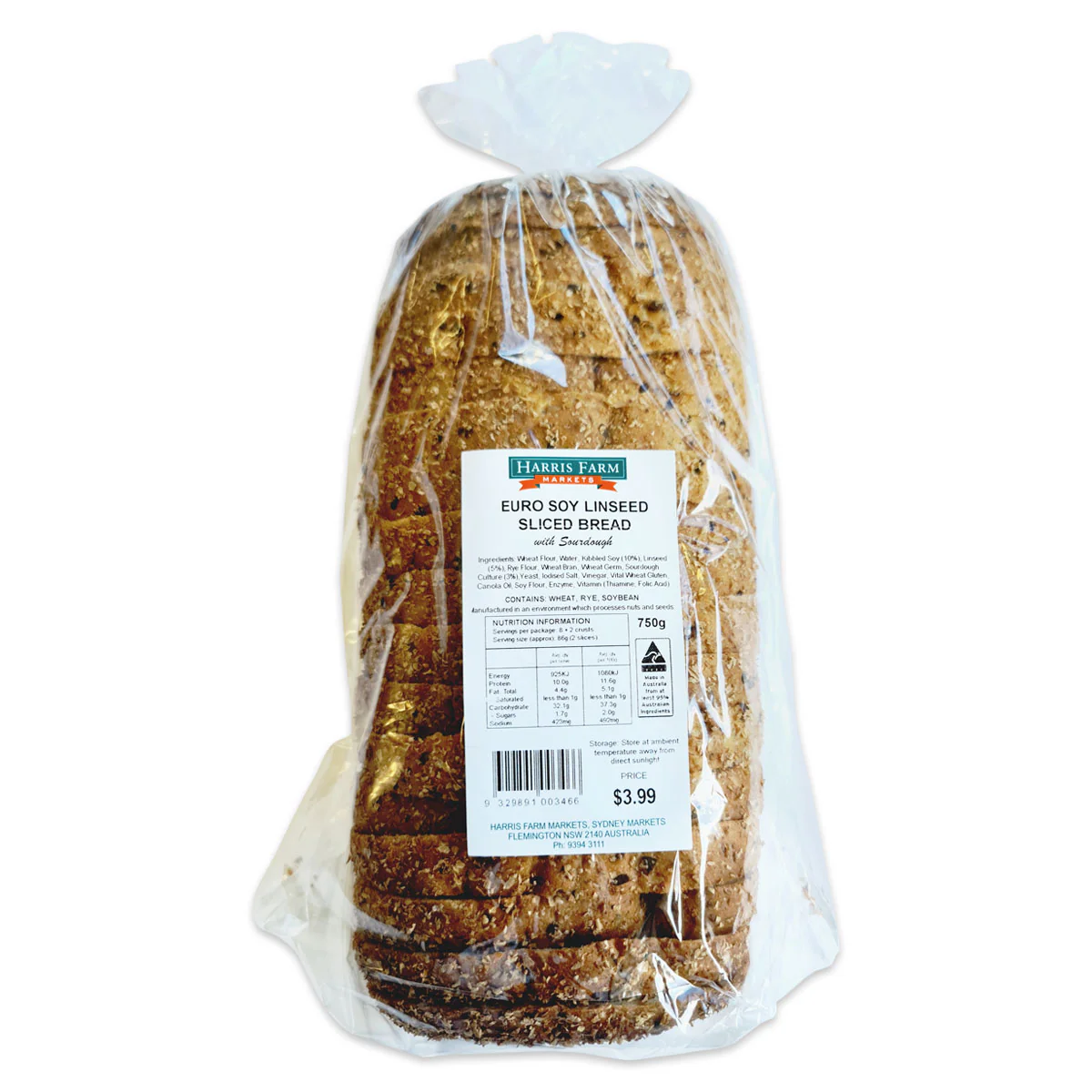 Harris Farm Sliced Bread Euro Soy Linseed 750g - Image 2