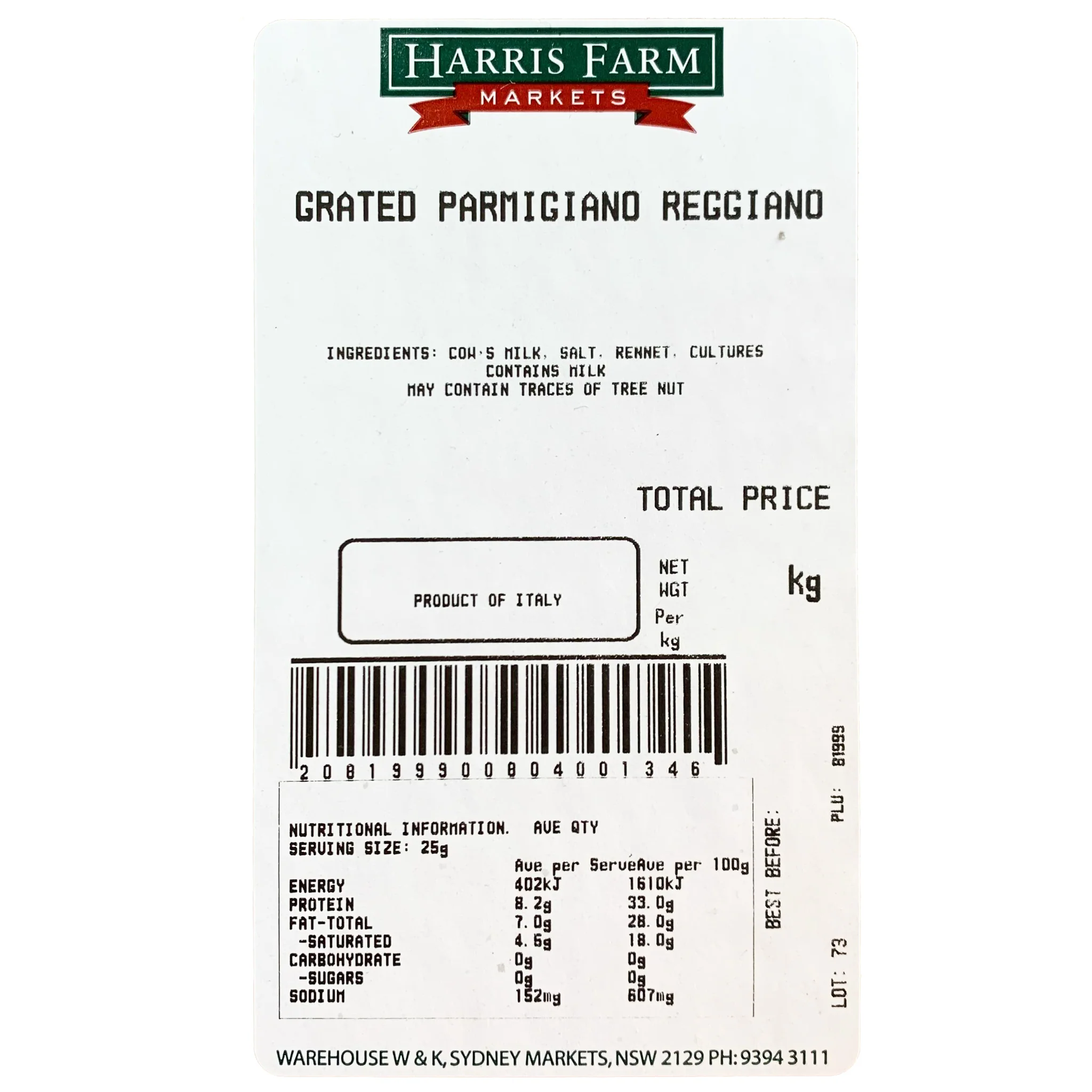 Harris Farm Grated Parmigiano Reggiano Cheese 110-140g - Image 2
