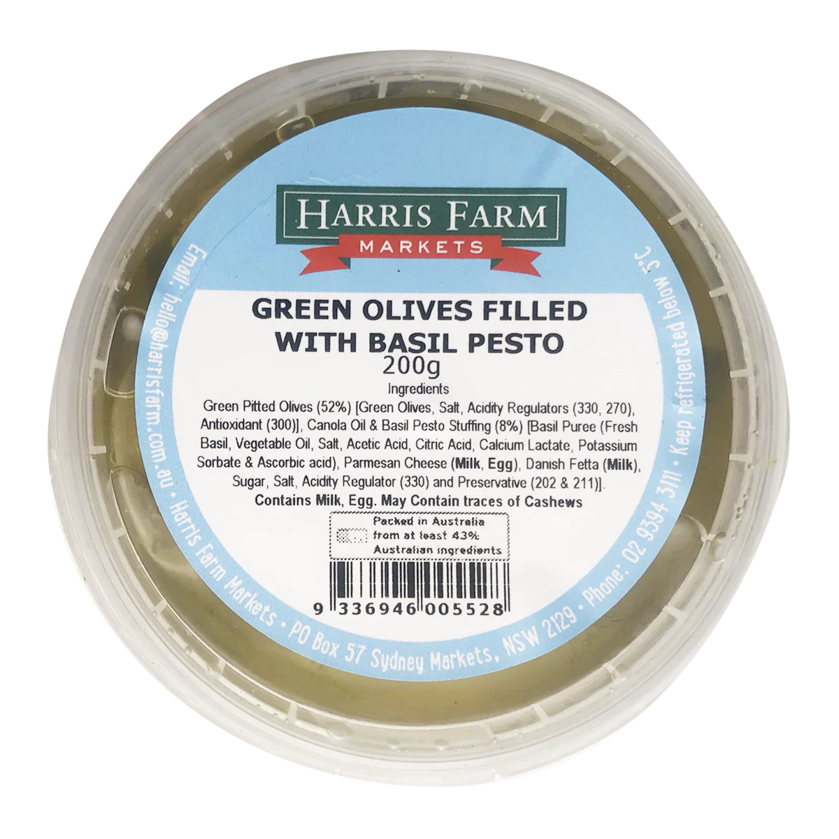 Harris Farm Green Olives with Basil Pesto 200g
