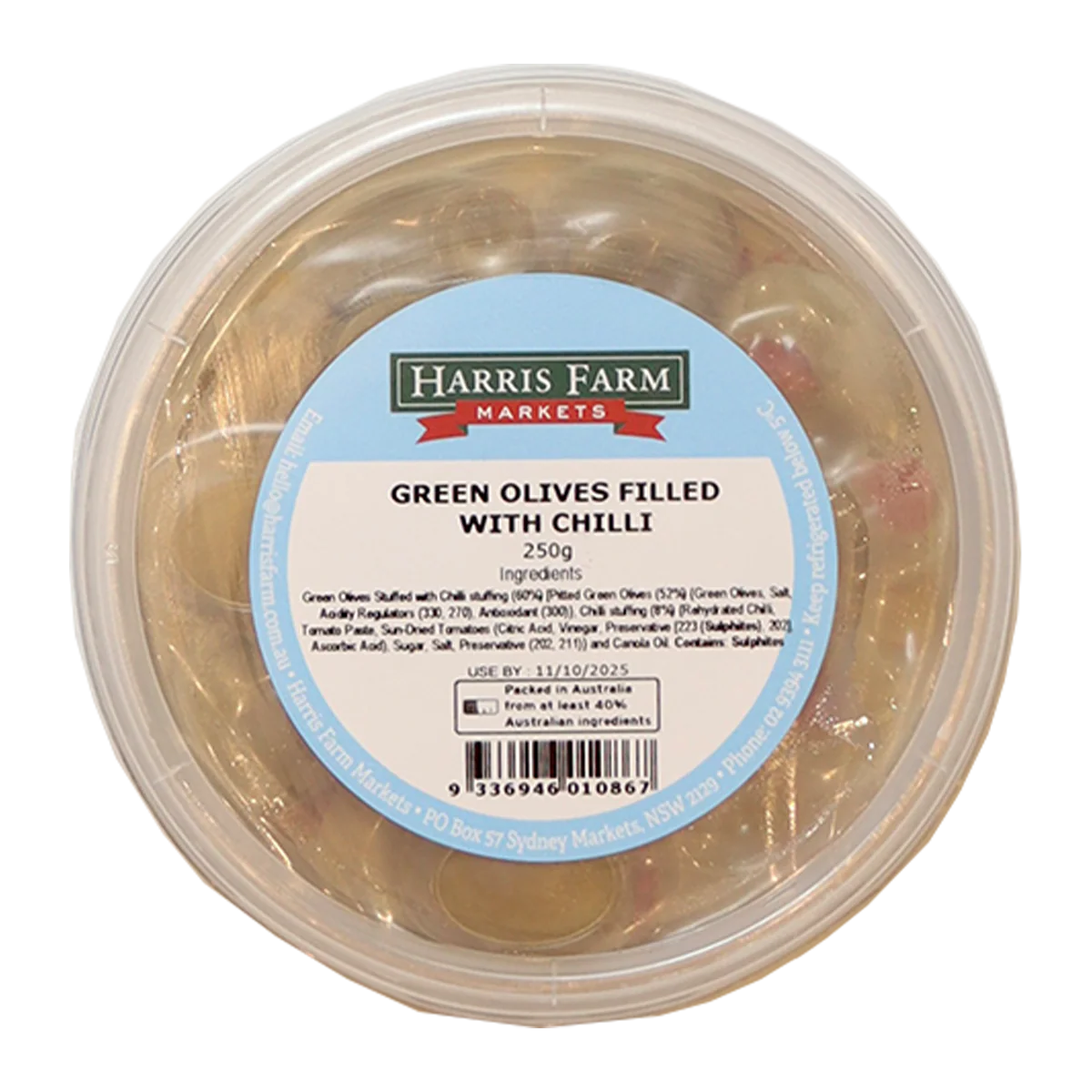 Harris Farm Green Olives with Chilli 250g