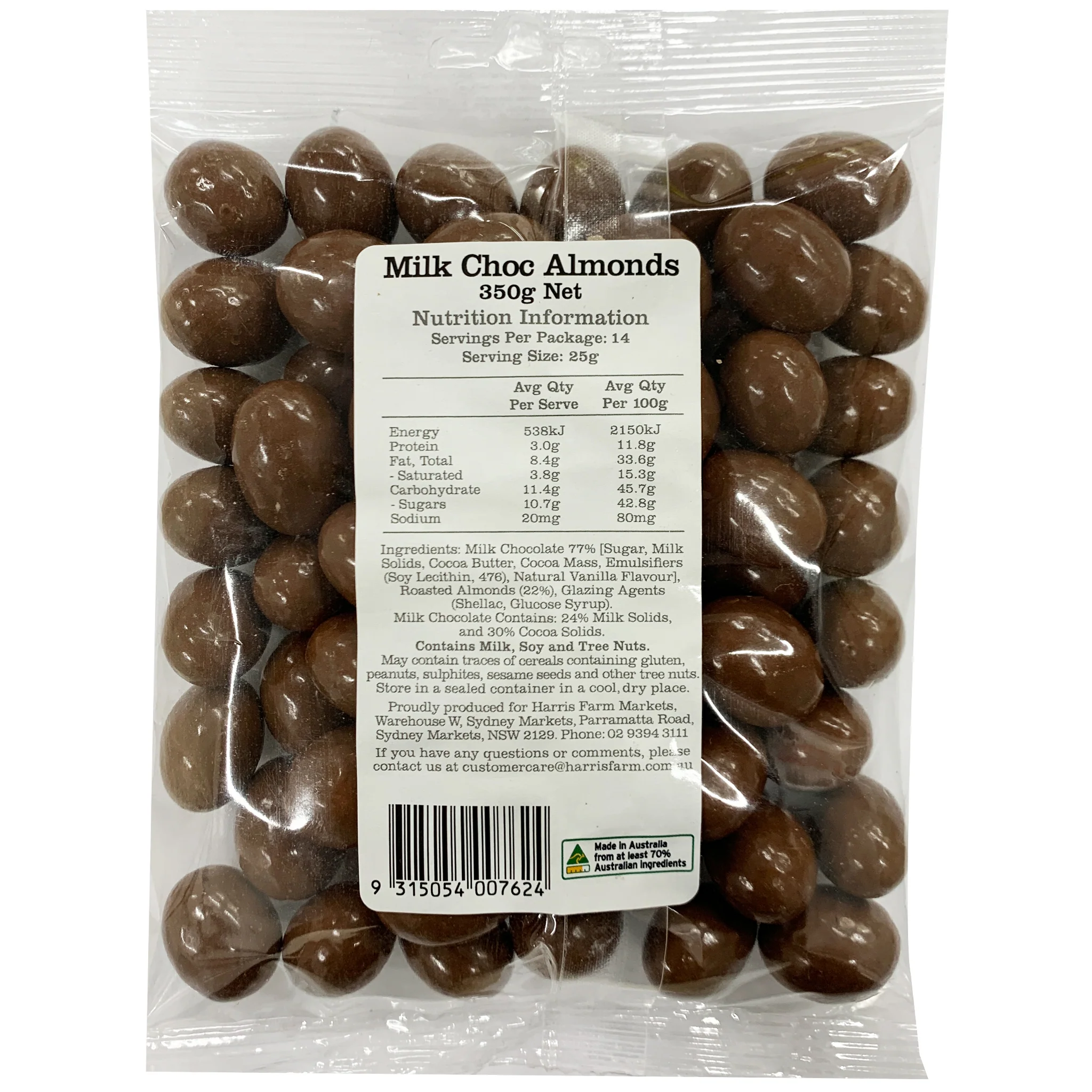 Harris Farm Almonds Milk Chocolate 350g - Image 2