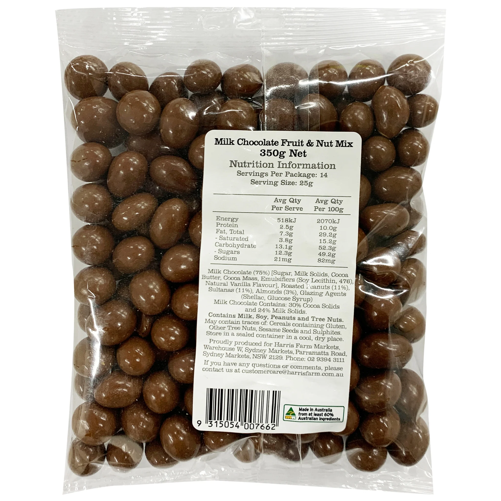 Harris Farm Fruit & Nut Milk Chocolate 350g - Image 2