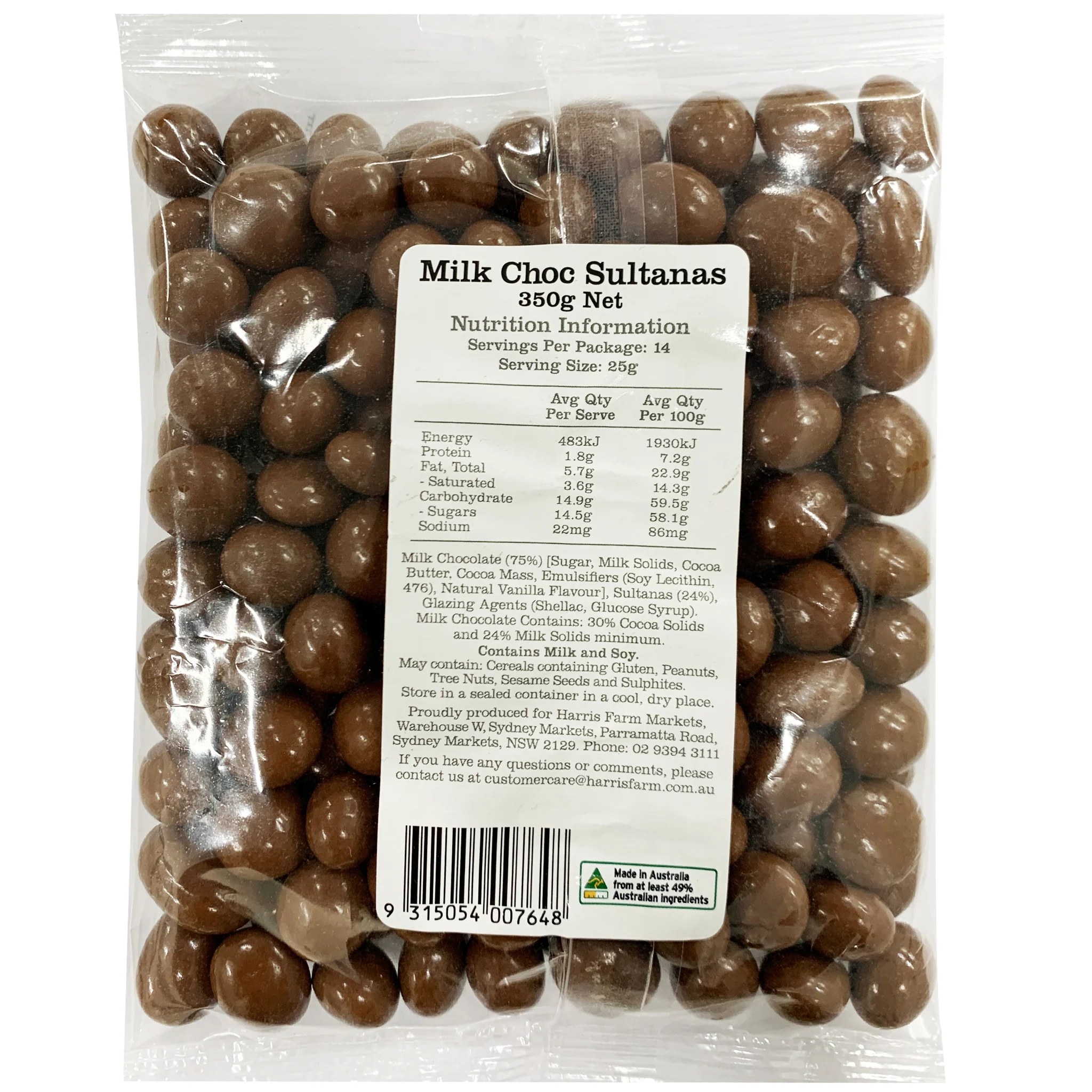 Harris Farm Sultanas Milk Chocolate Covered 350g - Image 2