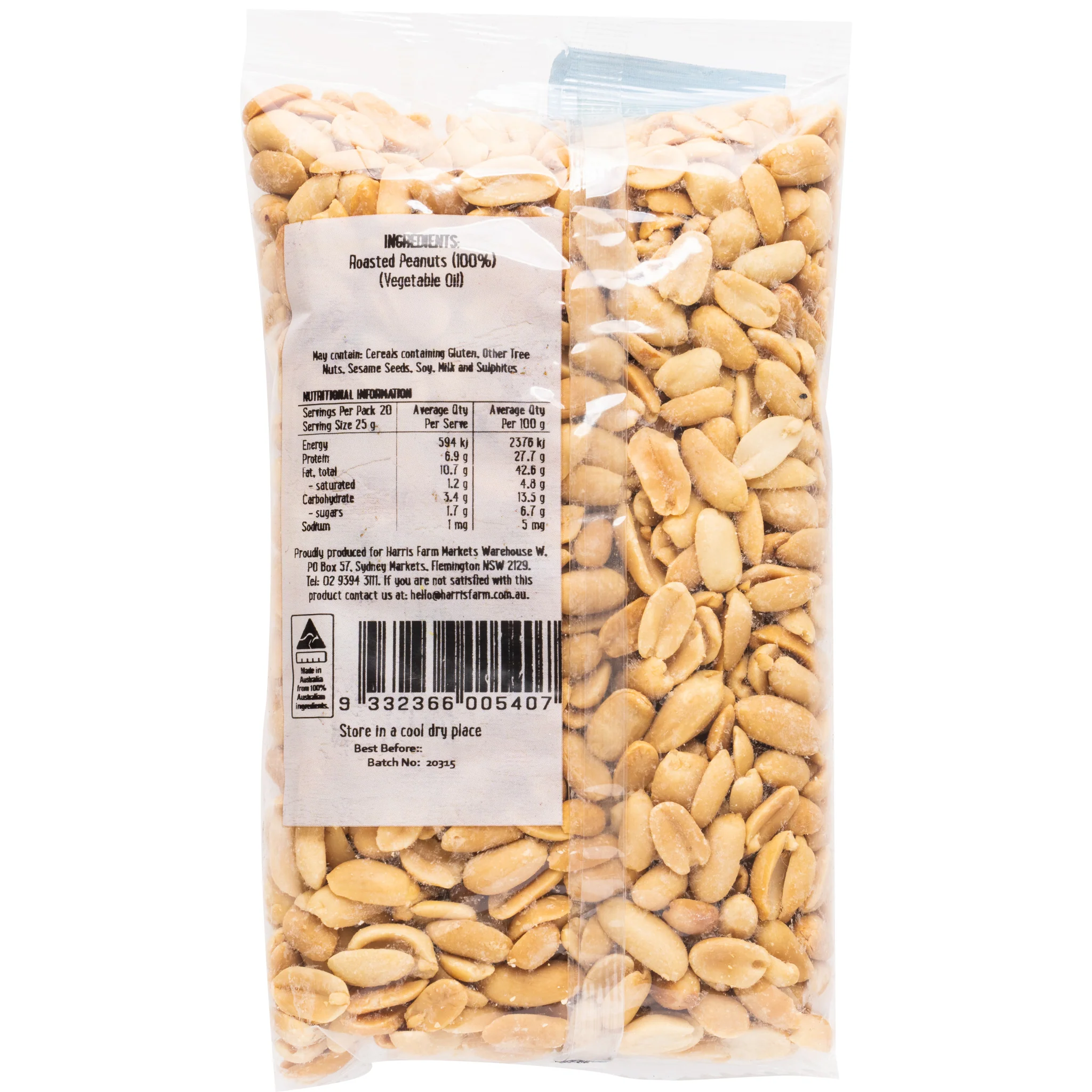 Harris Farm Peanuts Roasted and Unsalted 500g - Image 2