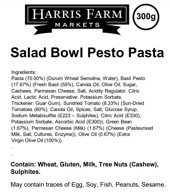 Harris Farm Salad Pesto Pasta 250g - Image 2