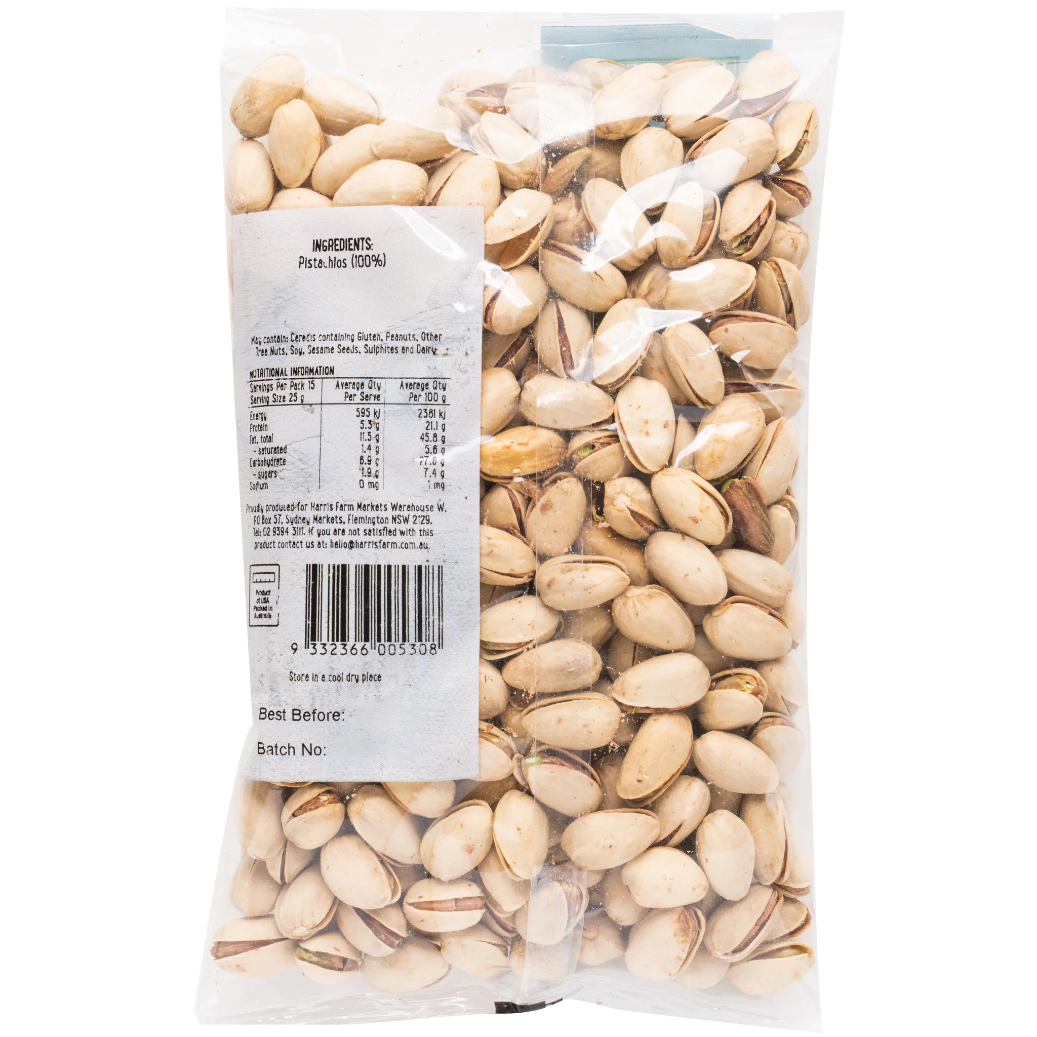 Harris Farm Pistachios Roasted and Unsalted 375g - Image 2