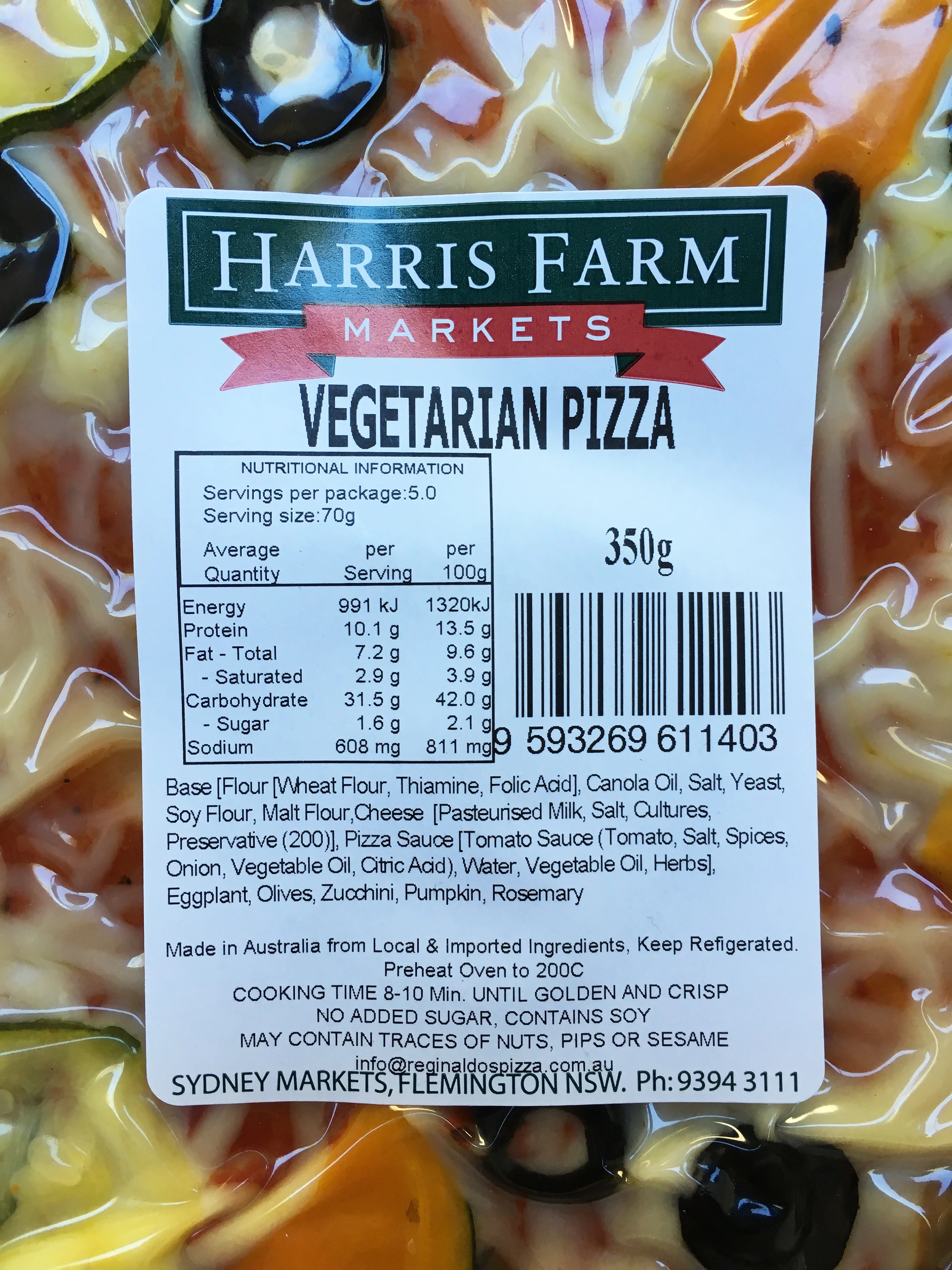 Harris Farm Pizza Vegetarian 350g - Image 2