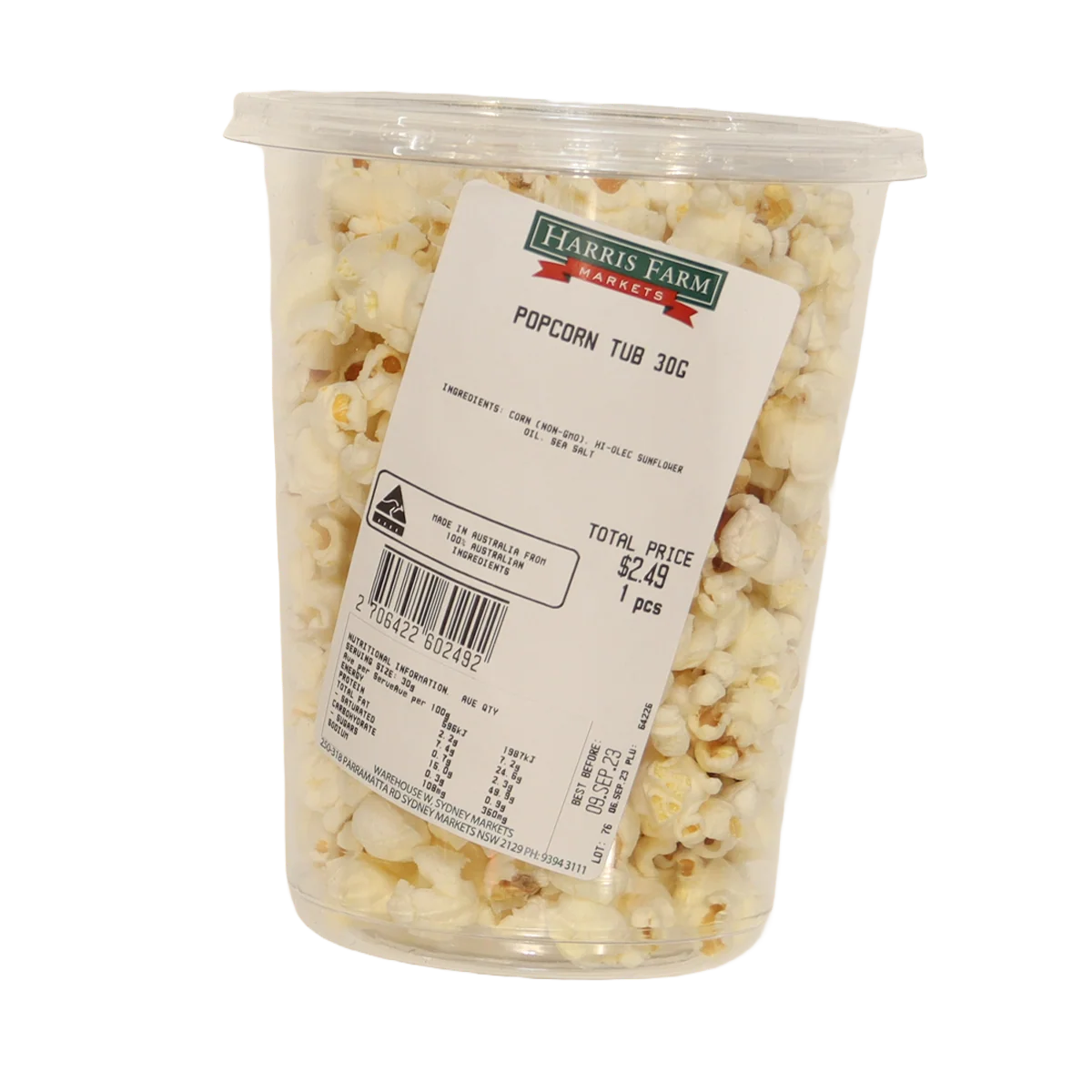 Harris Farm Popcorn Tub 30g