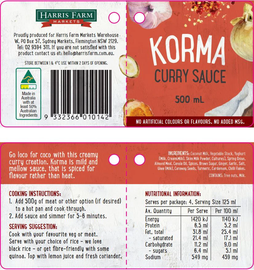 Harris Farm Korma Curry Sauce 500g - Image 3
