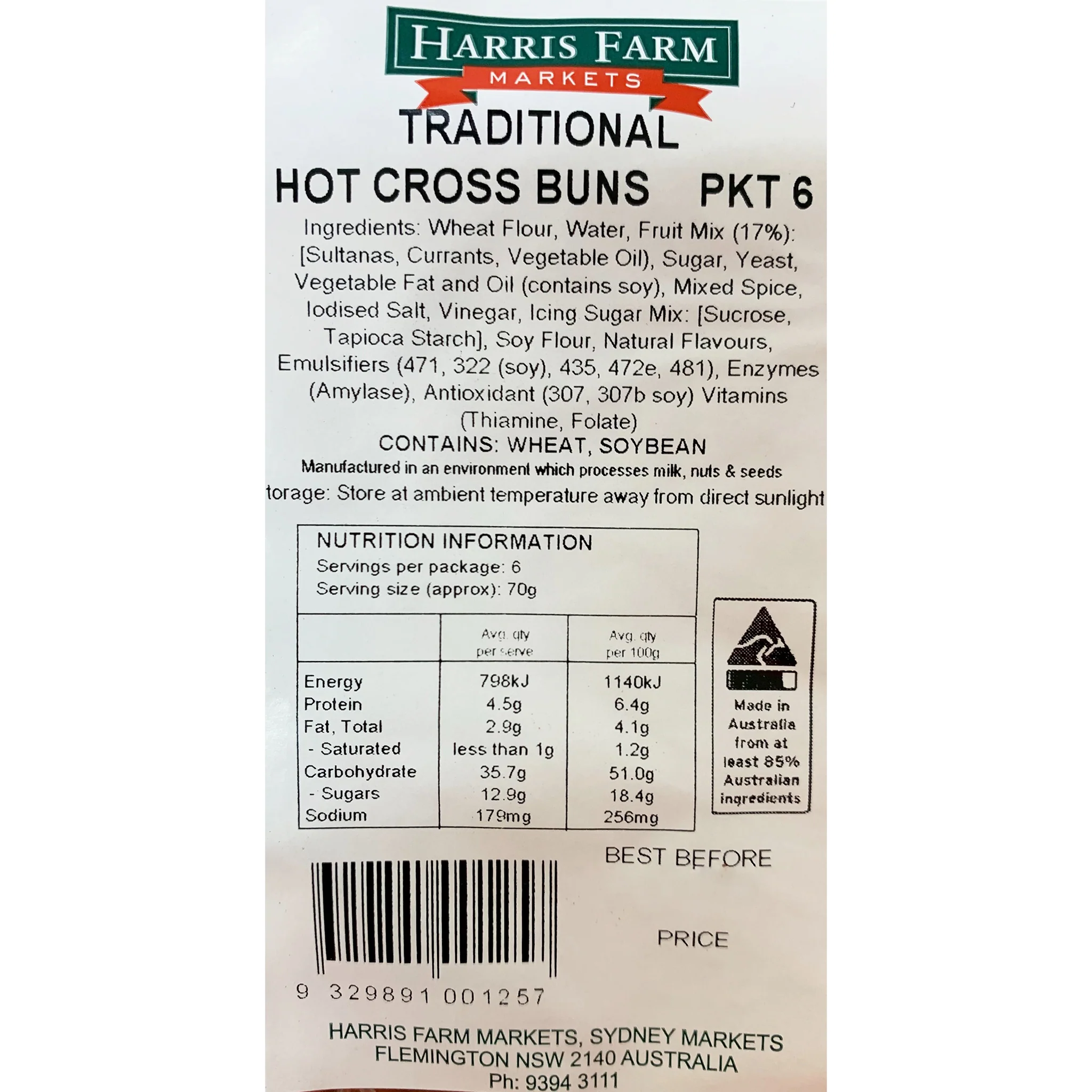 Harris Farm Hot Cross Buns Traditional 6 pack - Image 2