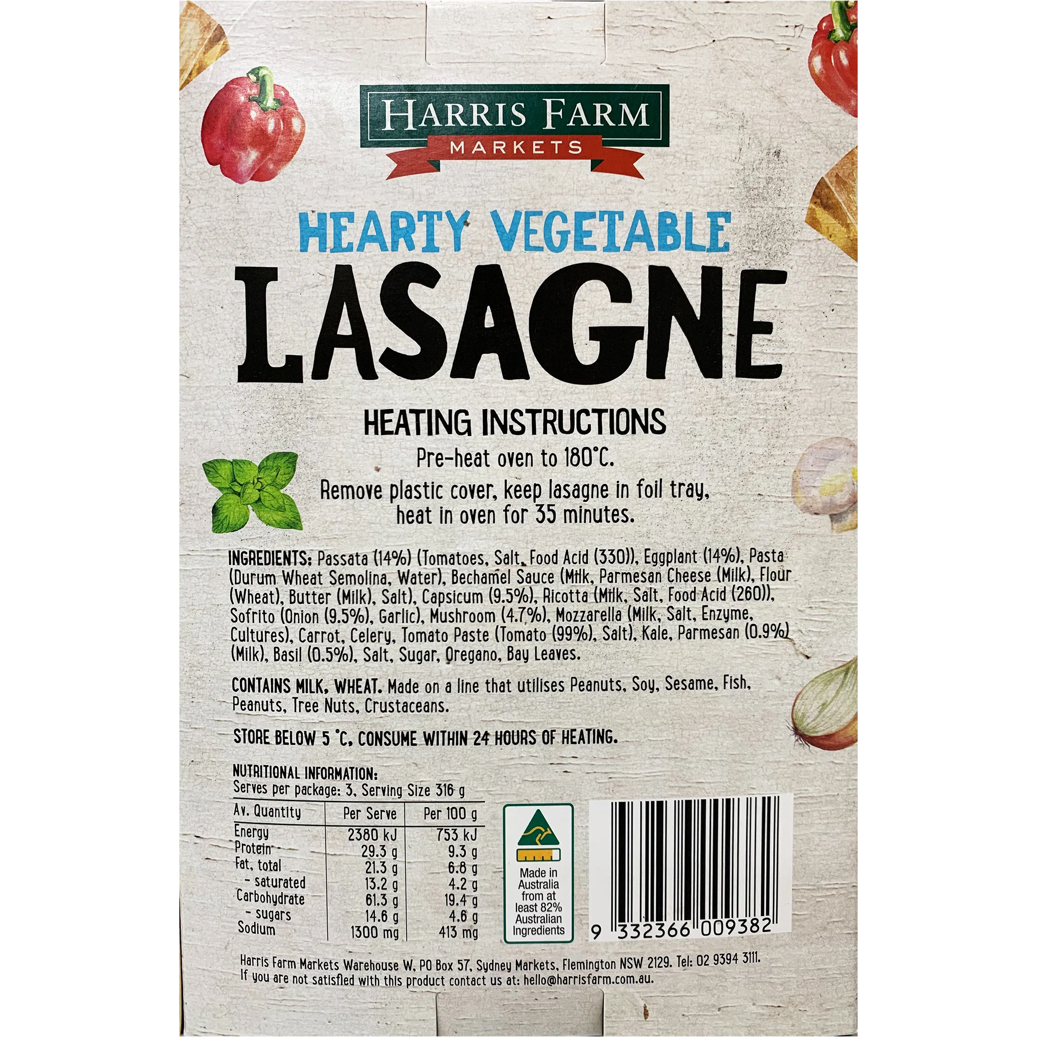 Harris Farm Lasagne Hearty Vegetable 950g - Image 2