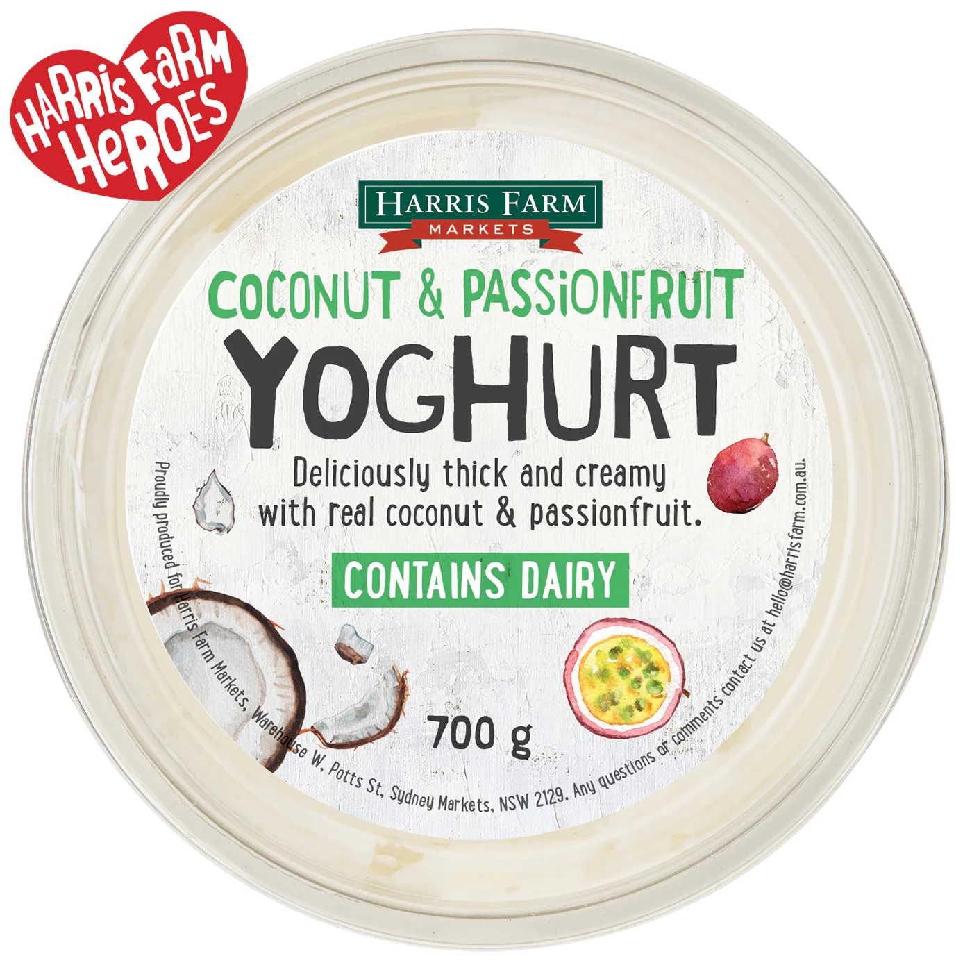 Harris Farm Yoghurt Coconut Passionfruit 700g