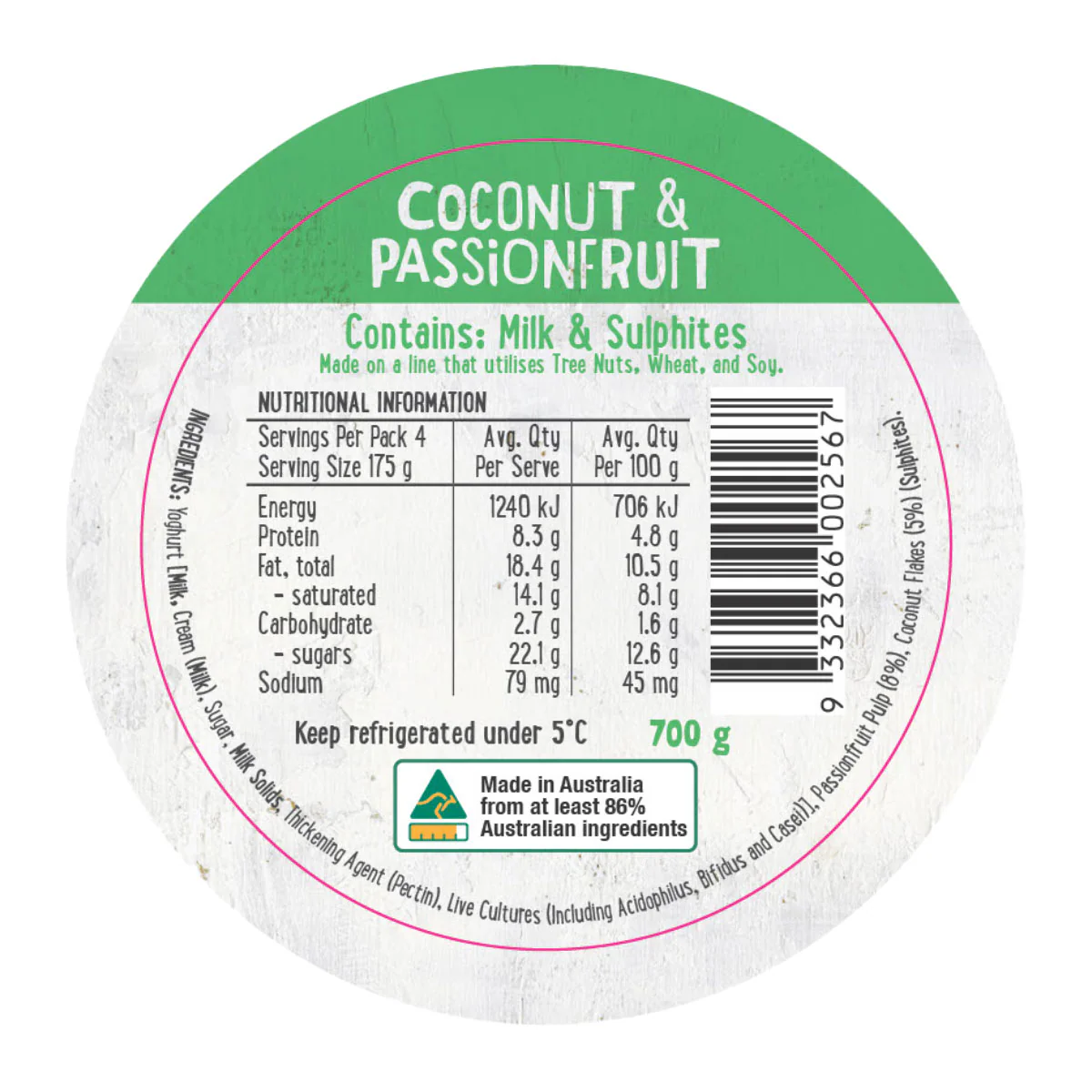 Harris Farm Yoghurt Coconut Passionfruit 700g - Image 3