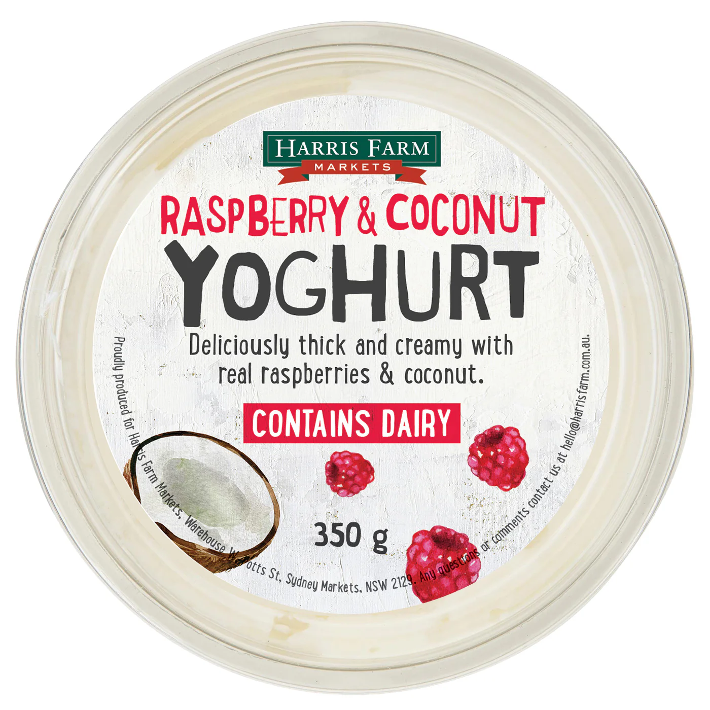 Harris Farm Yoghurt Raspberry and Coconut 350g - Image 3