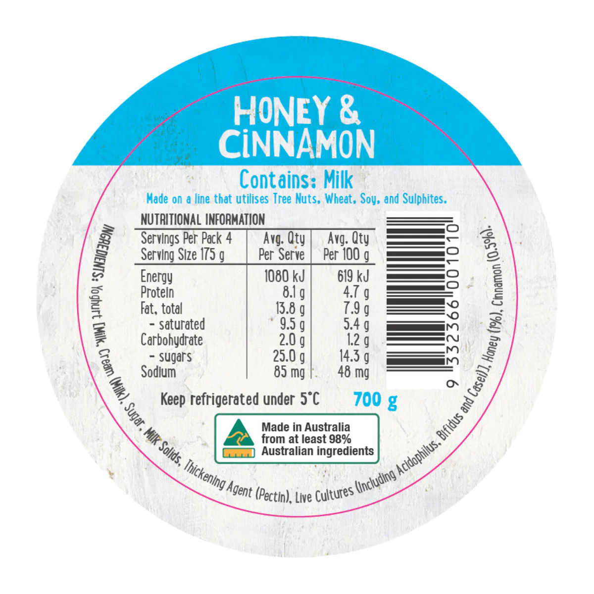 Harris Farm Yoghurt Honey and Cinnamon 700g - Image 4
