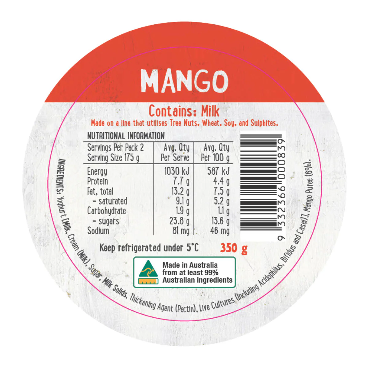 Harris Farm Yoghurt Mango 350g - Image 4
