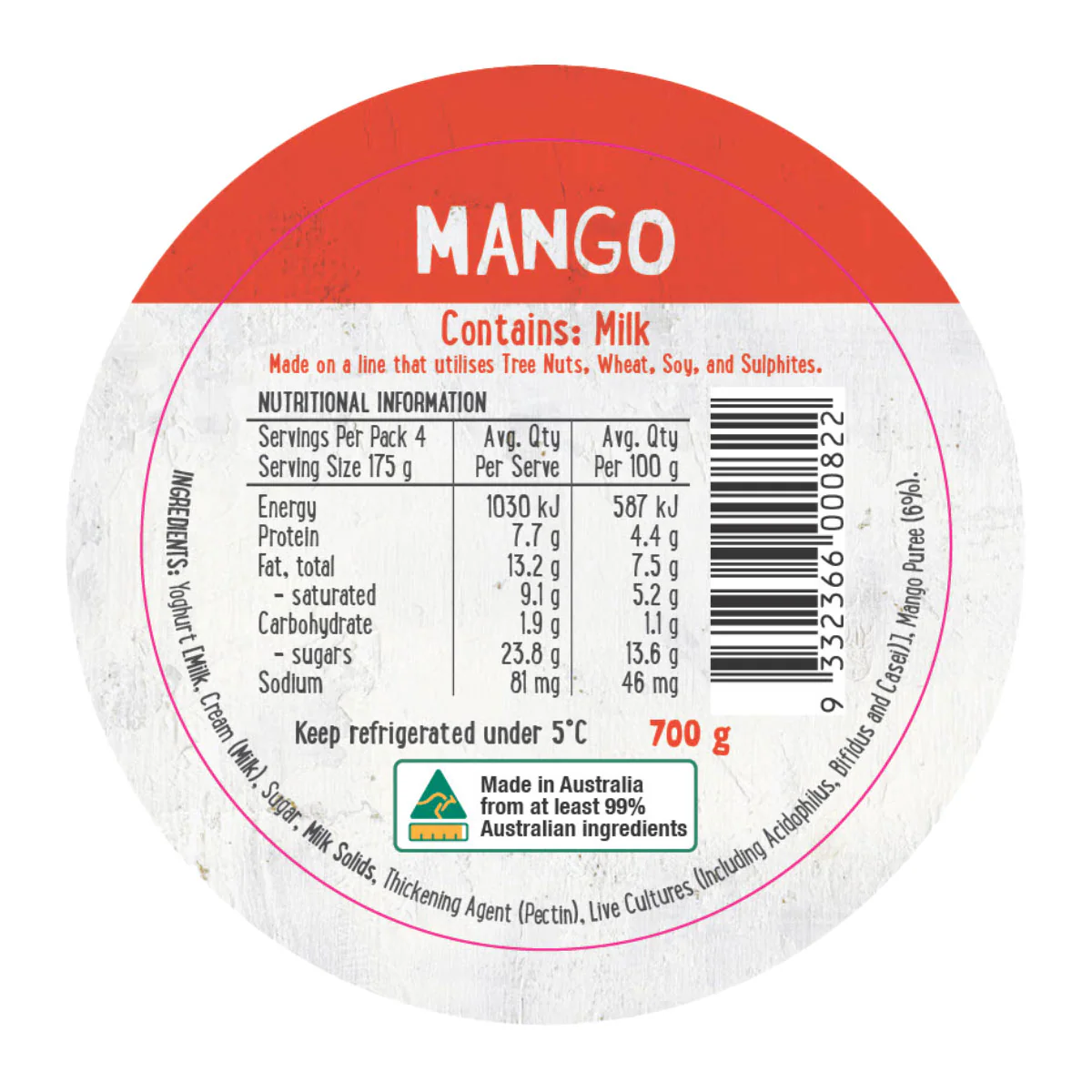 Harris Farm Yoghurt Mango 700g - Image 2