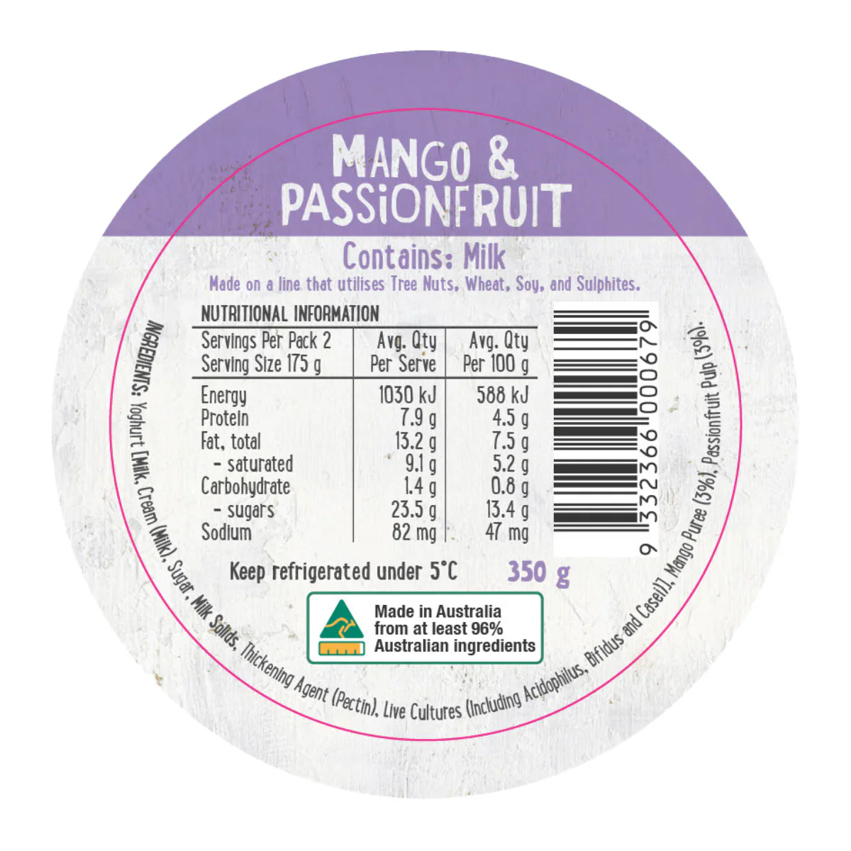 Harris Farm Yoghurt Mango and Passionfruit 350g - Image 2