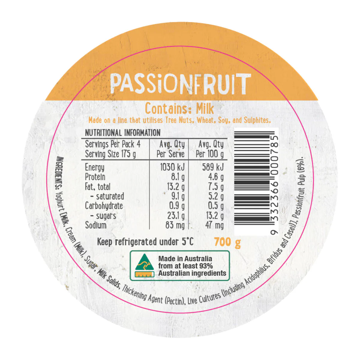 Harris Farm Yoghurt Passionfruit 700g - Image 2