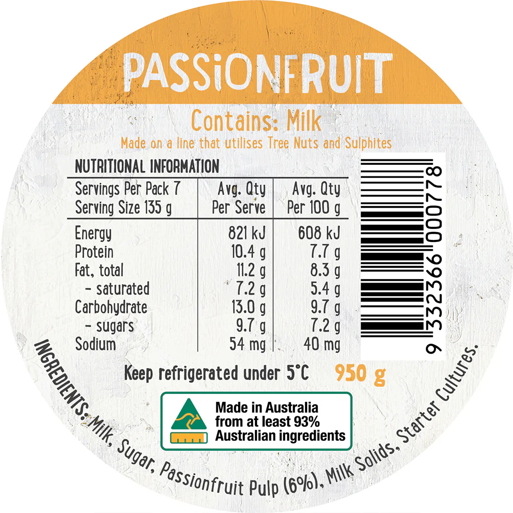 Harris Farm Yoghurt Passionfruit 950g - Image 2