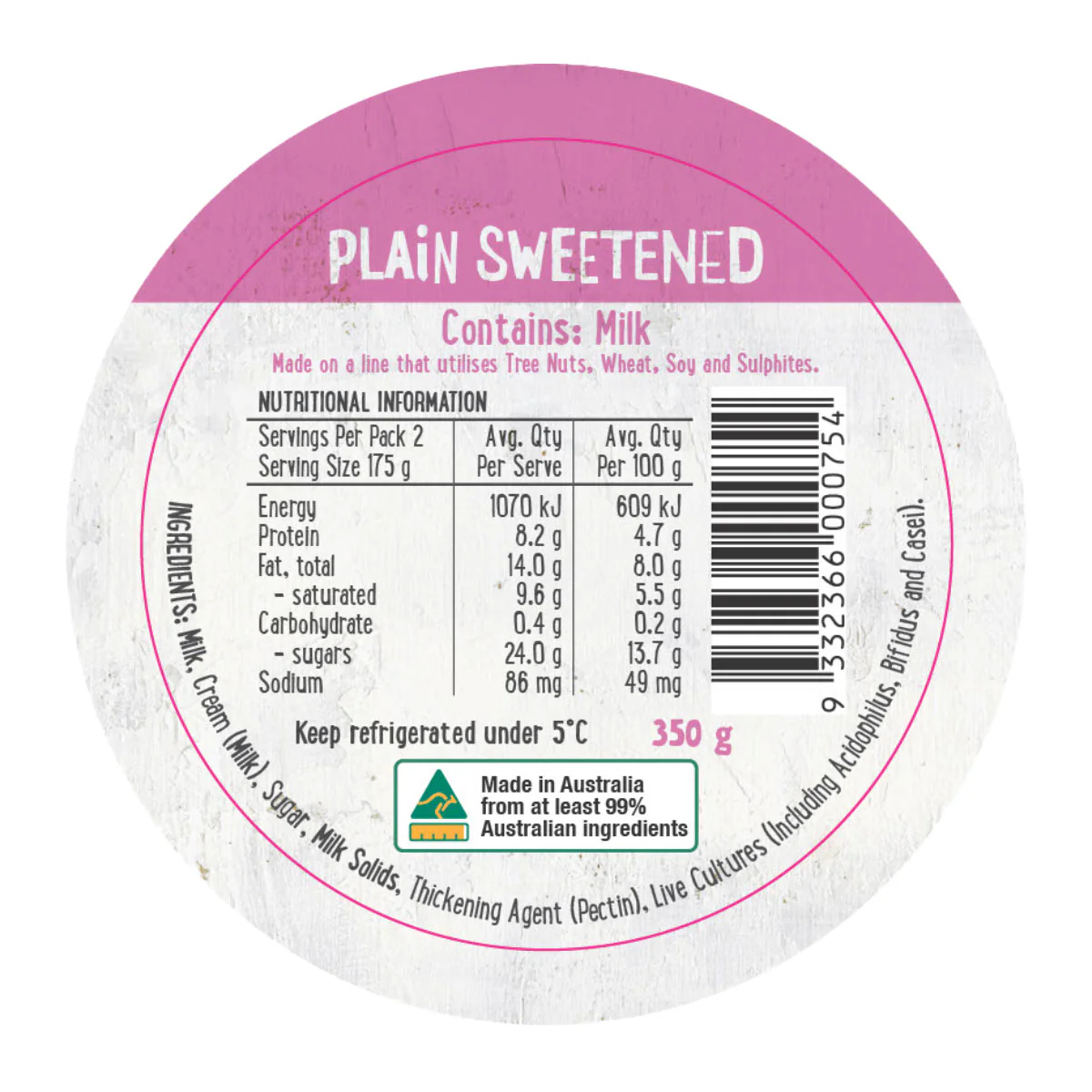 Harris Farm Yoghurt Plain Sweetened 350g - Image 4