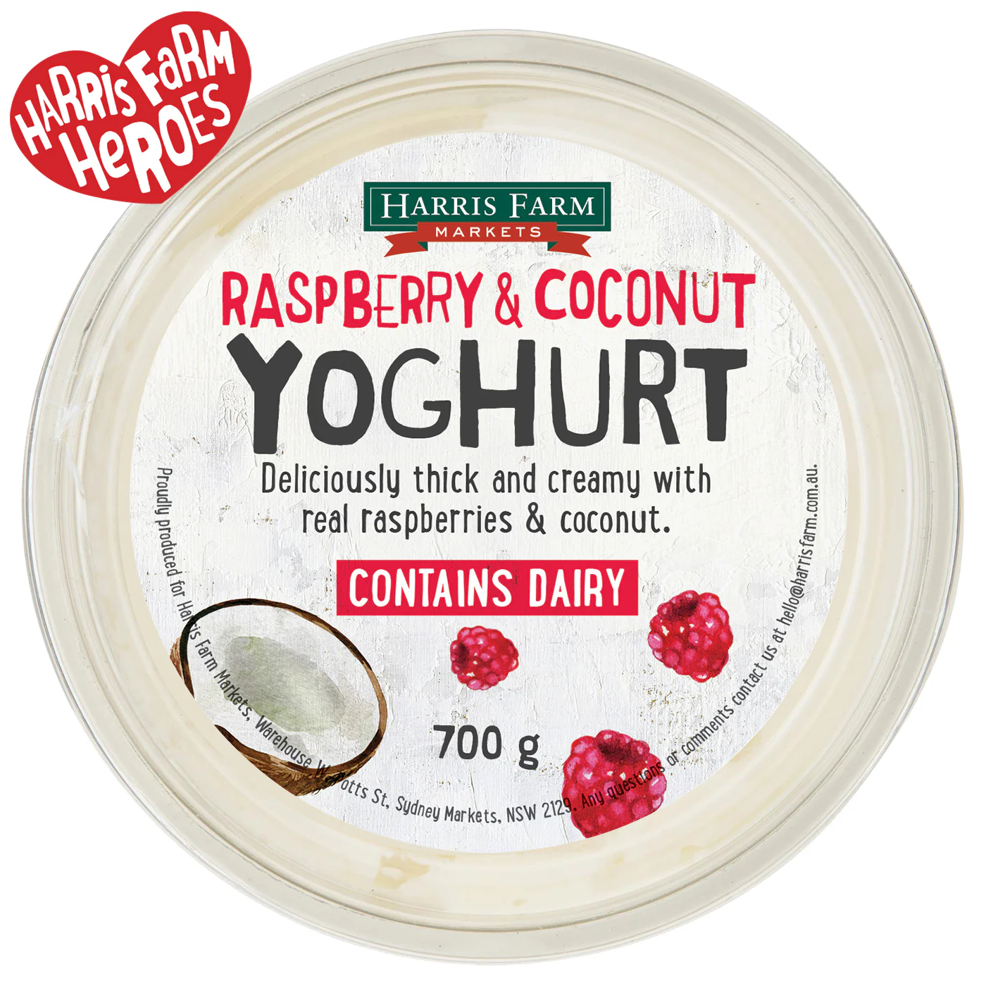 Harris Farm Yoghurt Raspberry and Coconut 700g