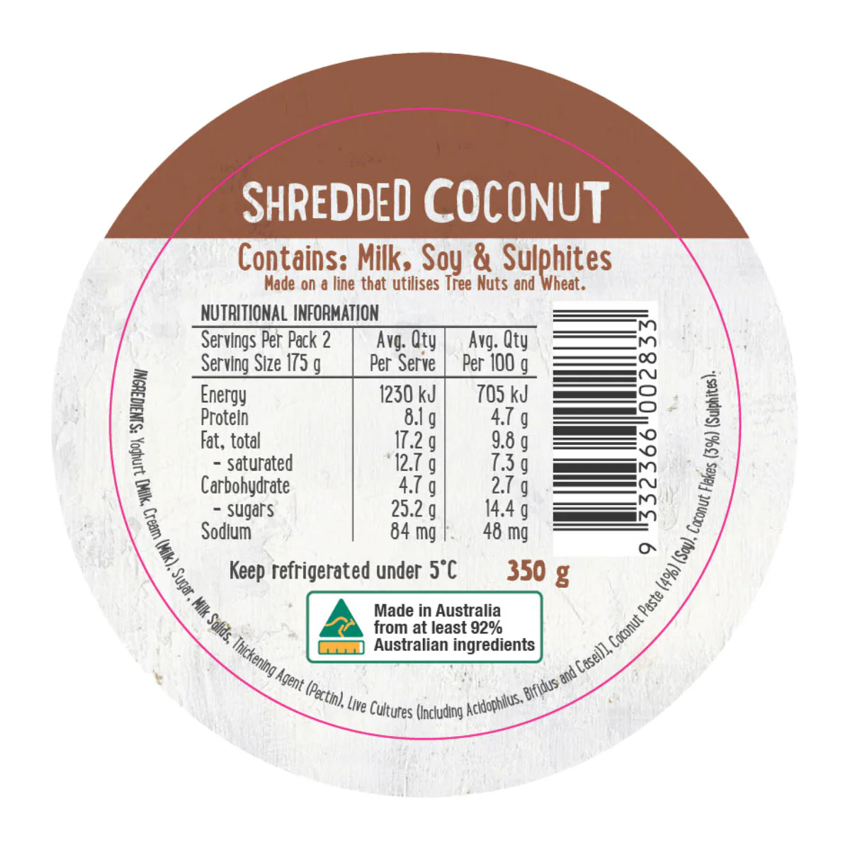 Harris Farm Yoghurt Shredded Coconut 350g - Image 2