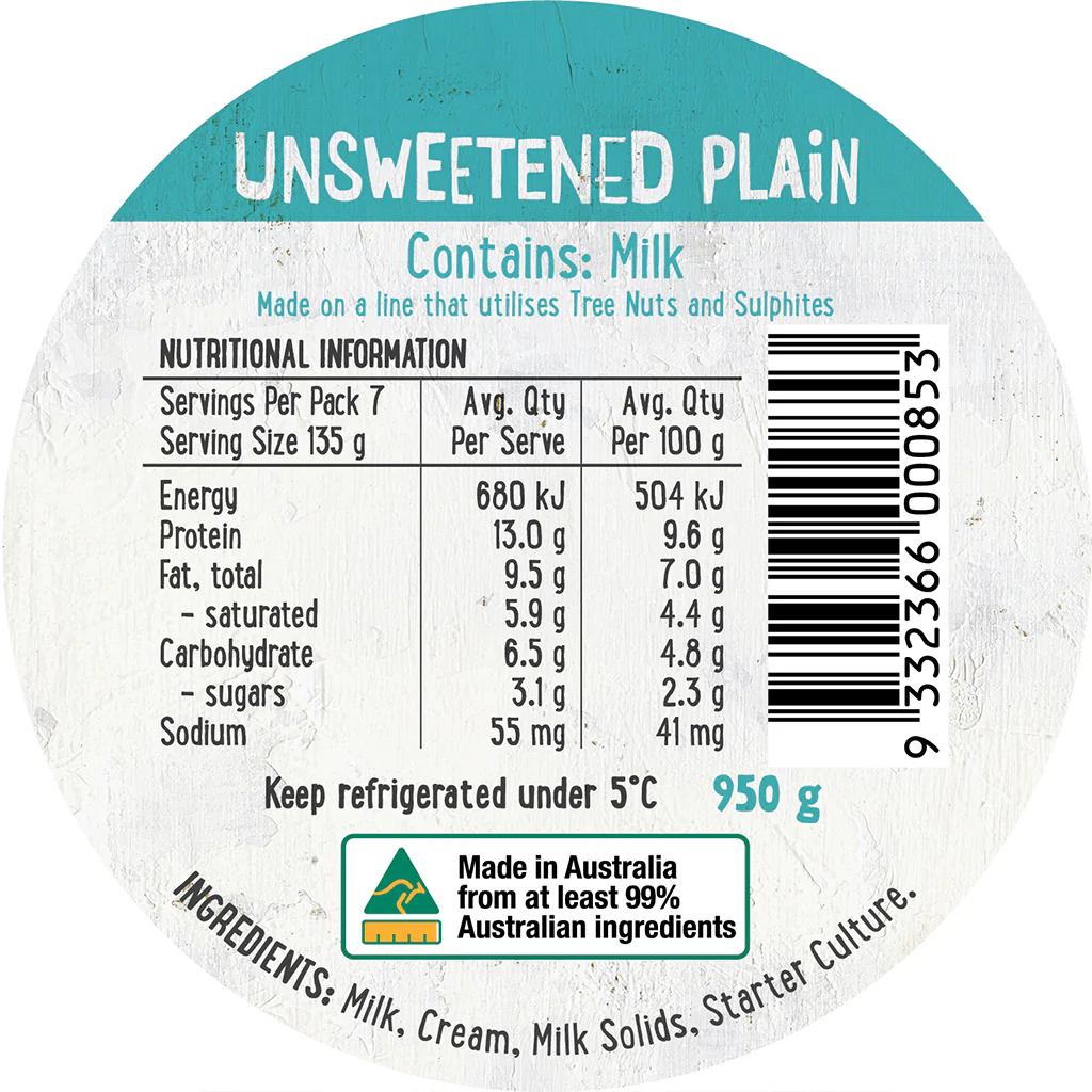 Harris Farm Yoghurt Unsweetened Plain 950g - Image 2