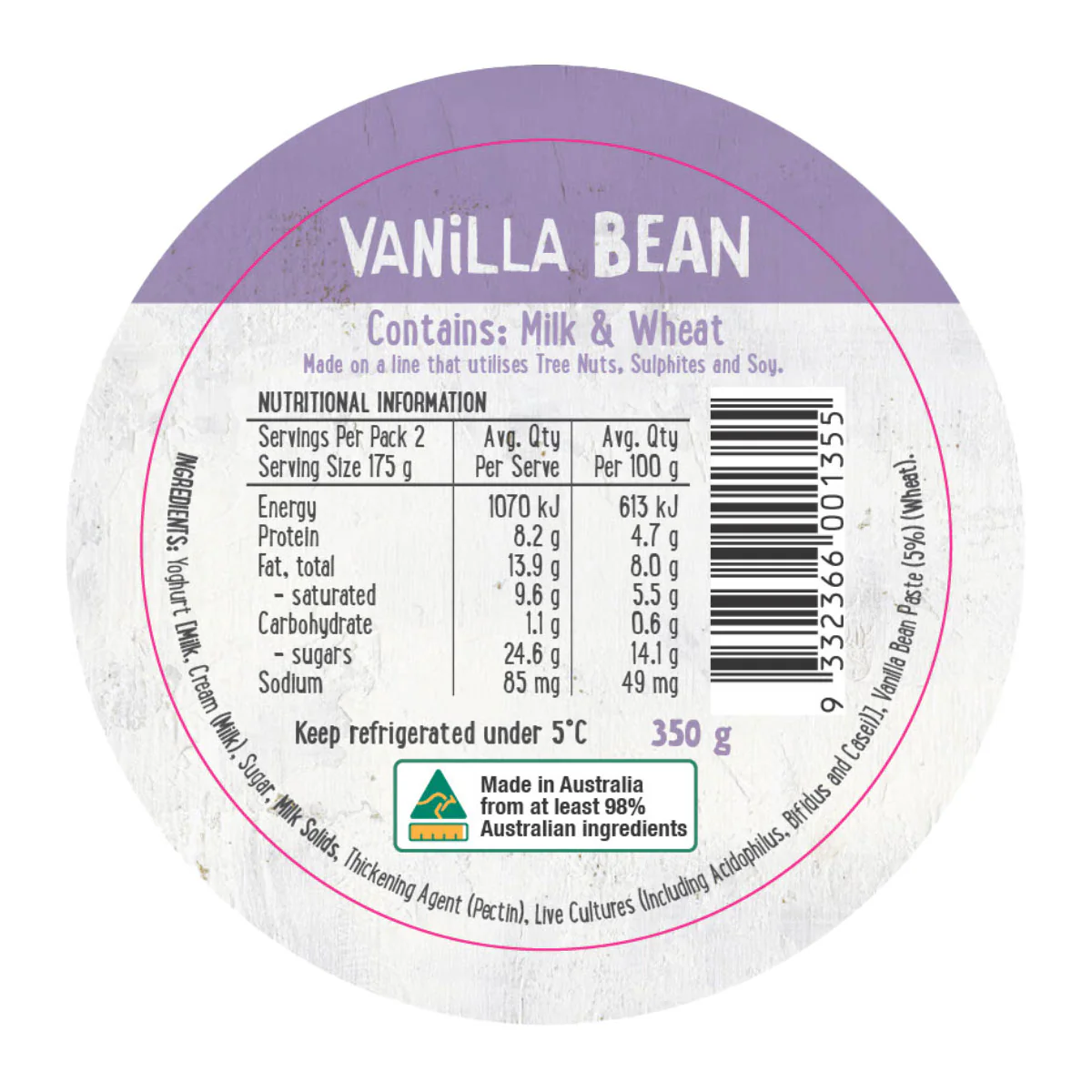 Harris Farm Yoghurt Vanilla Bean 350g - Image 4