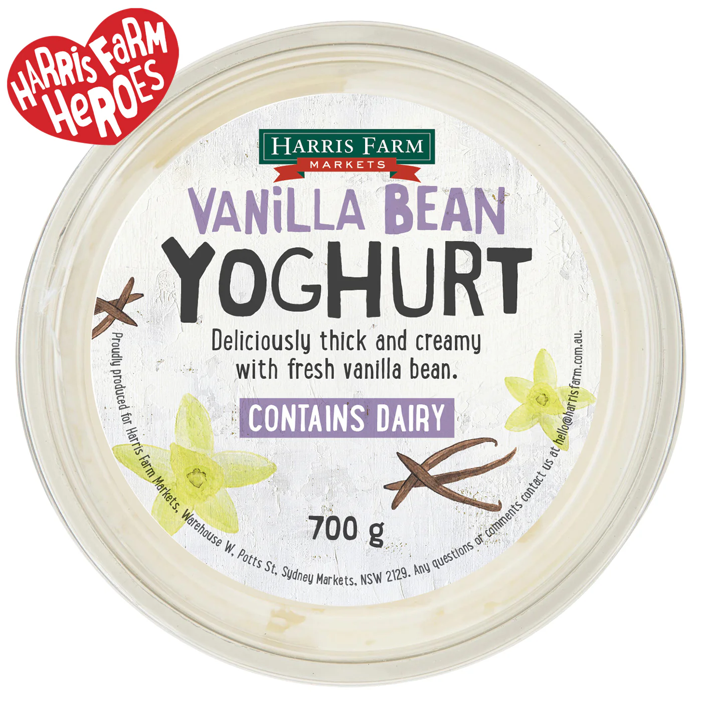 Harris Farm Yoghurt Vanilla Bean 700g