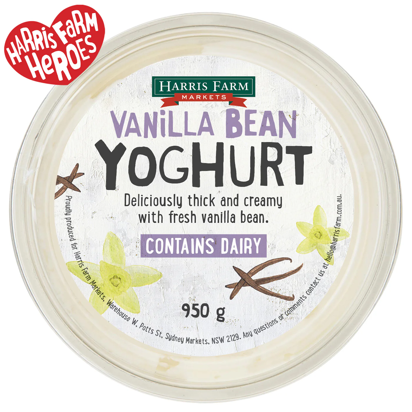 Harris Farm Yoghurt Vanilla Bean 950g