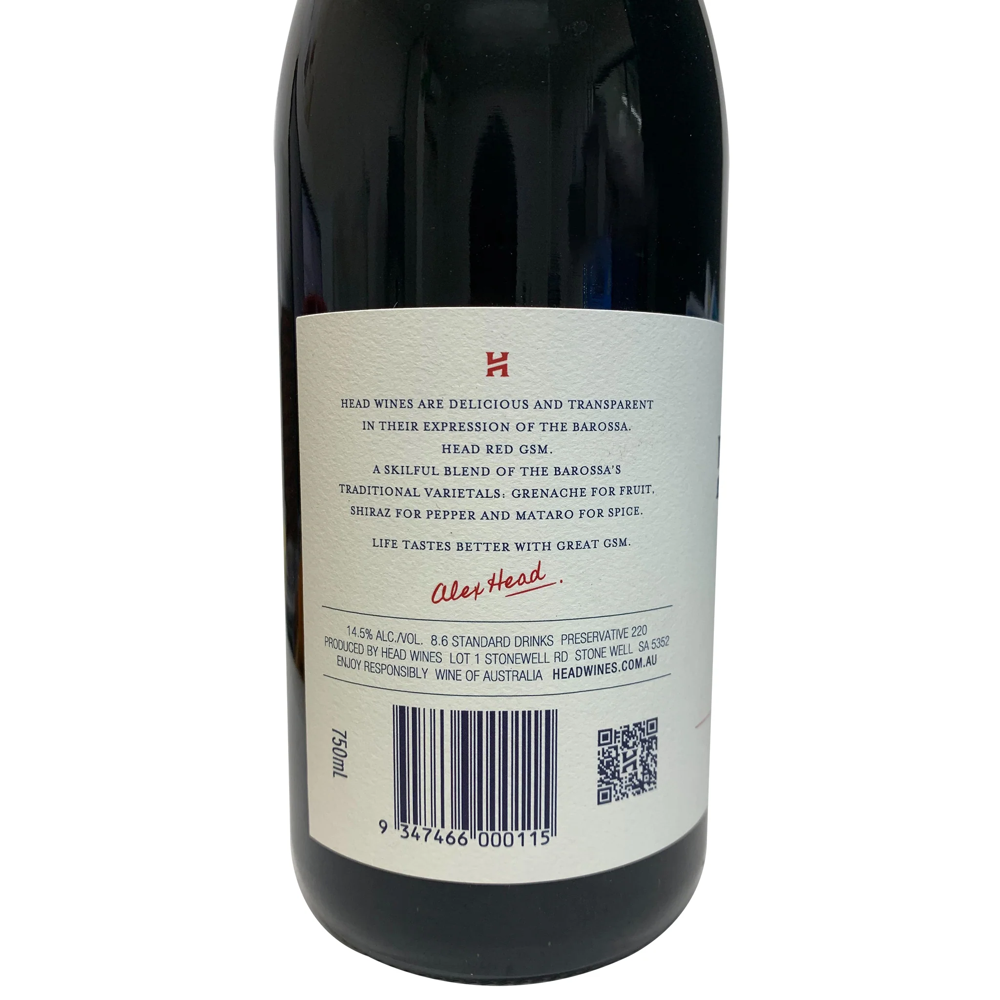 Head Red GSM Barossa Valley SA 750ml - Image 2
