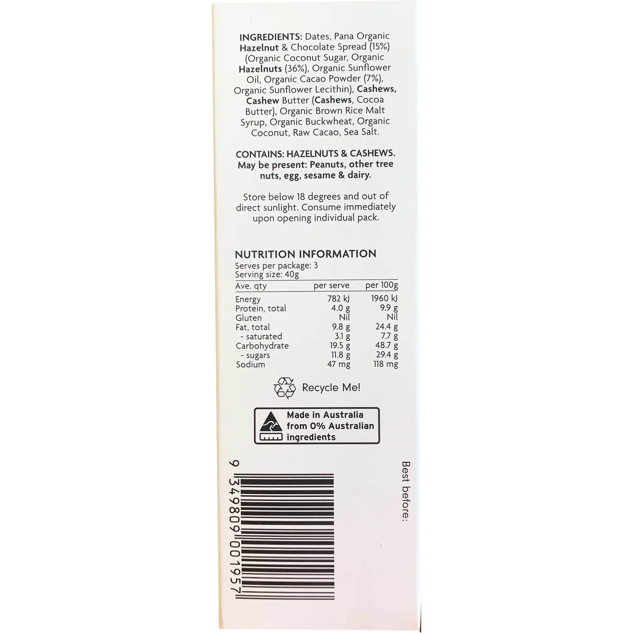Health Lab Holy Hazelnut Ball 3x40g - Image 2
