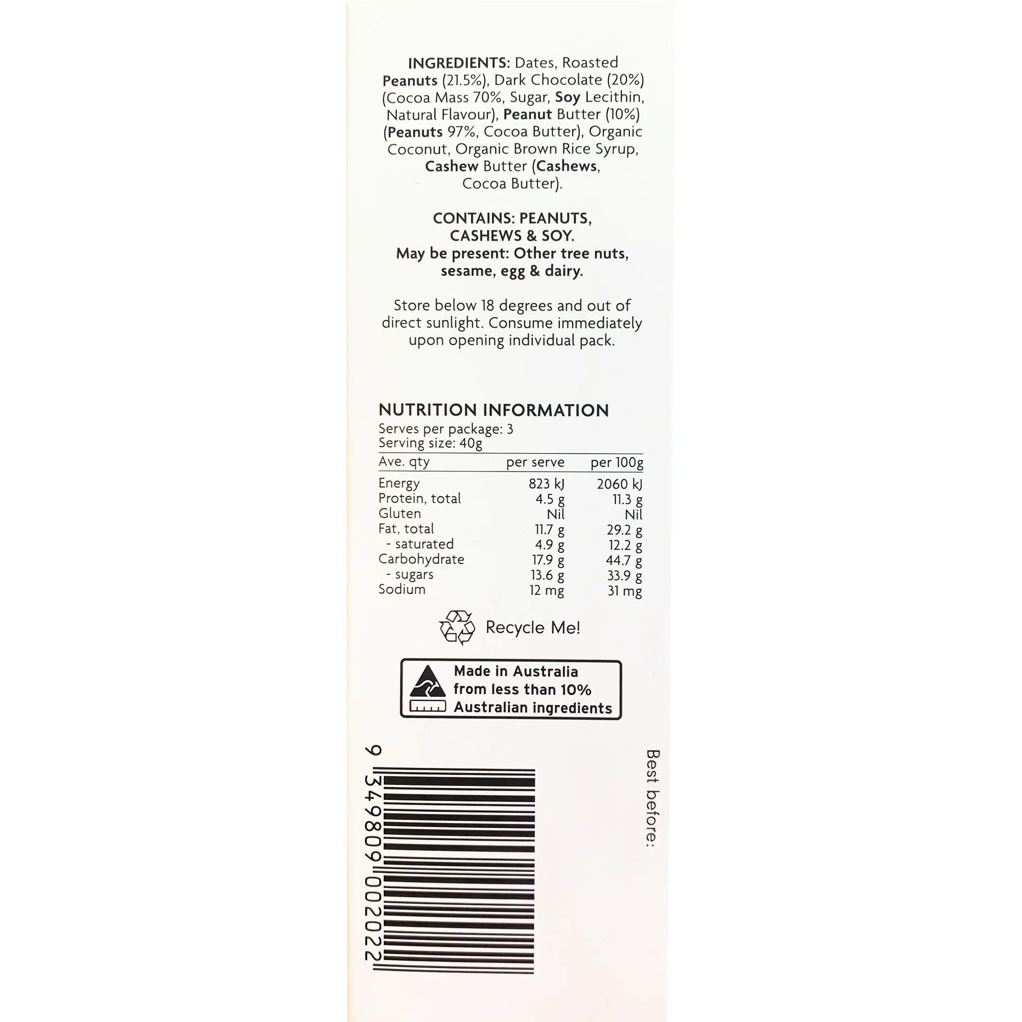 Health Lab Peanut Butter Envy Ball 3x40g - Image 2