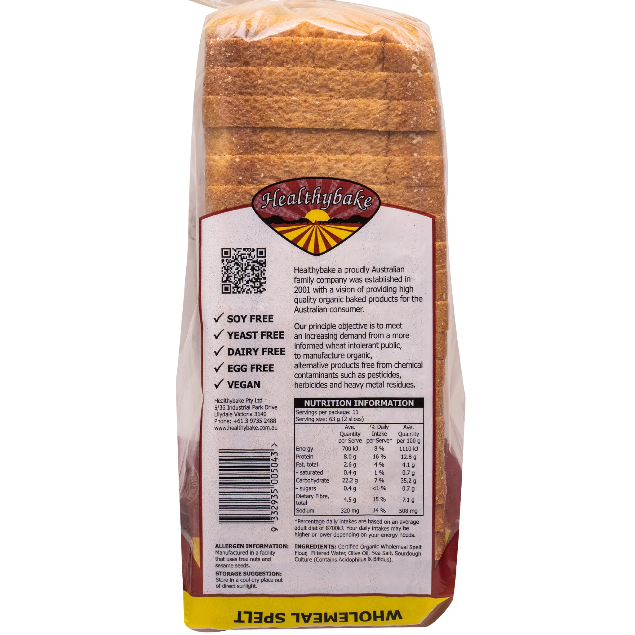 Healthybake Wholemeal Spelt Organic Sourdough 700g - Image 2