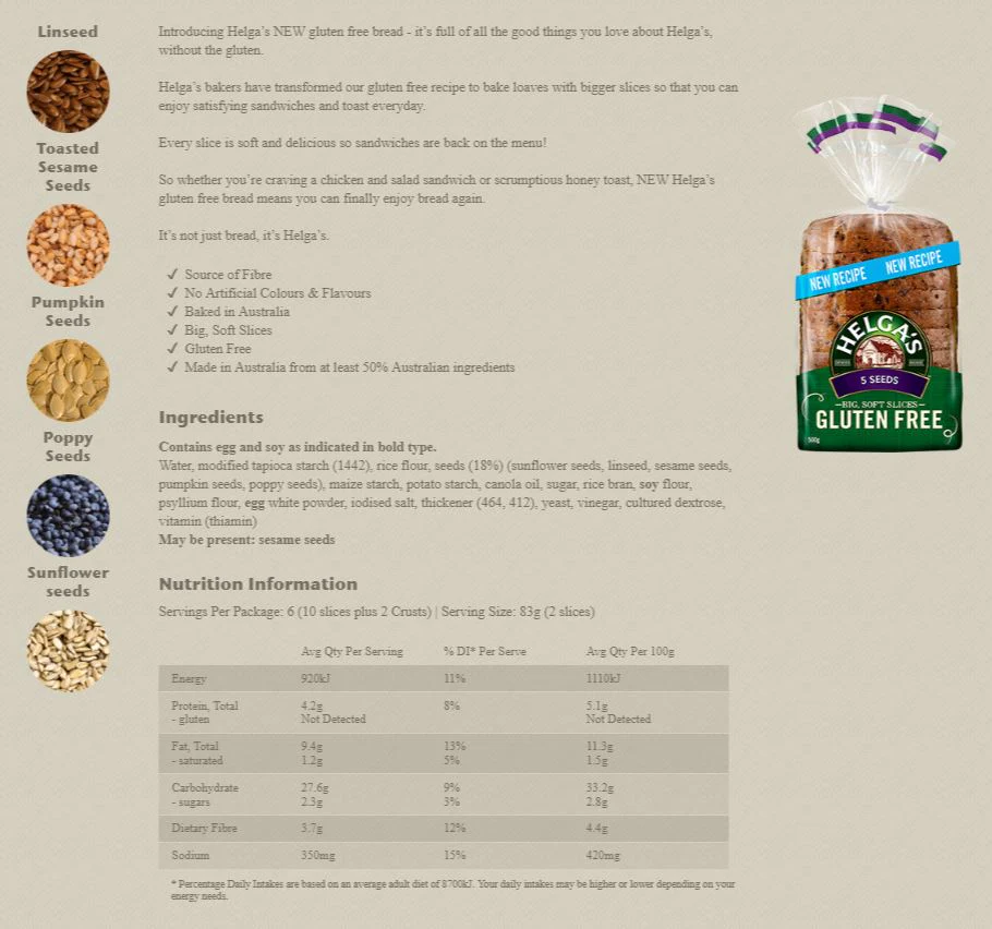 Helga's Gluten Free 5 Seeds 500g - Image 2