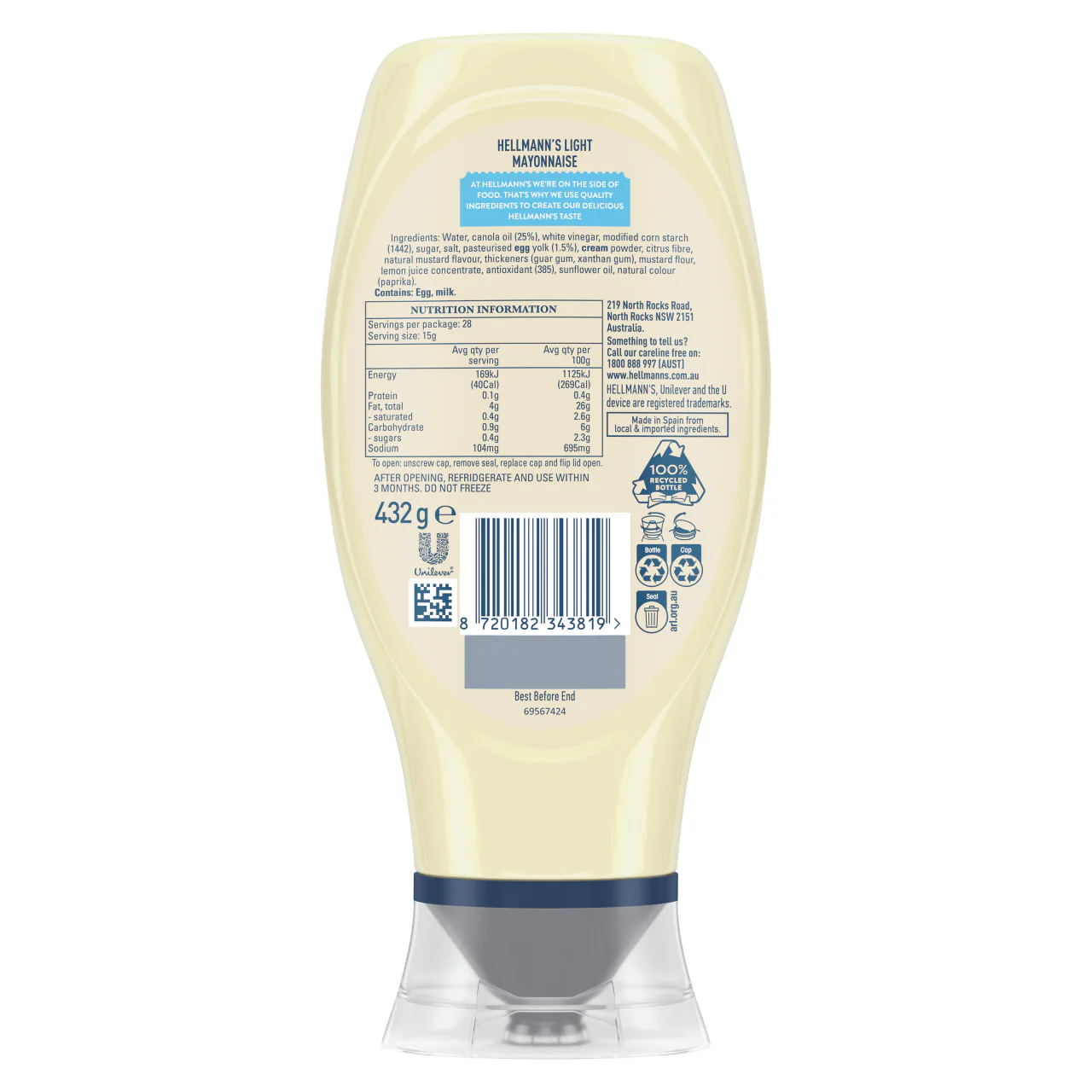 Hellmann's Light Mayonnaise Squeeze 432g - Image 2
