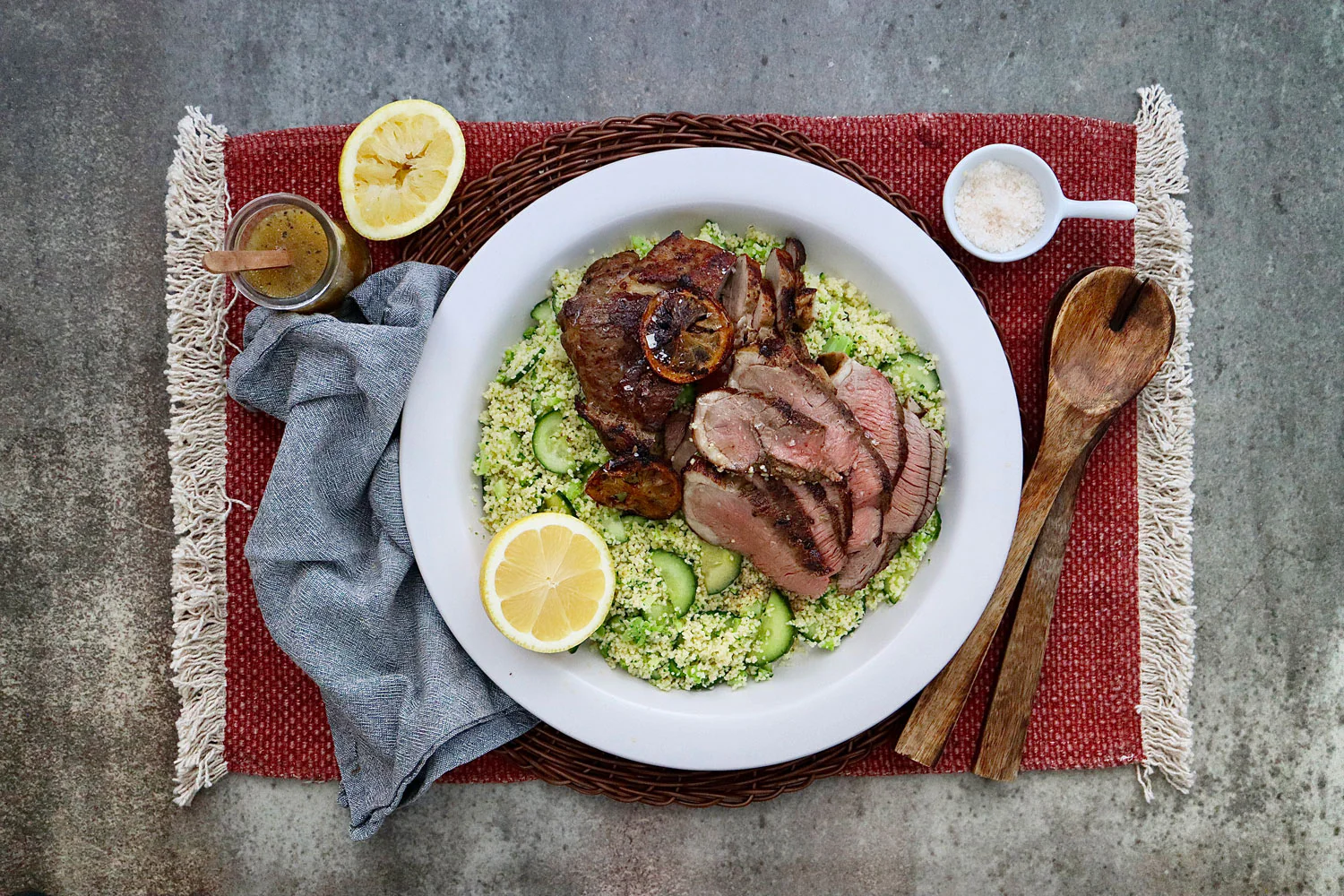 Herb Marinated Lamb Shoulder - with Broccoli Couscous and Greek Dressing - Image 2