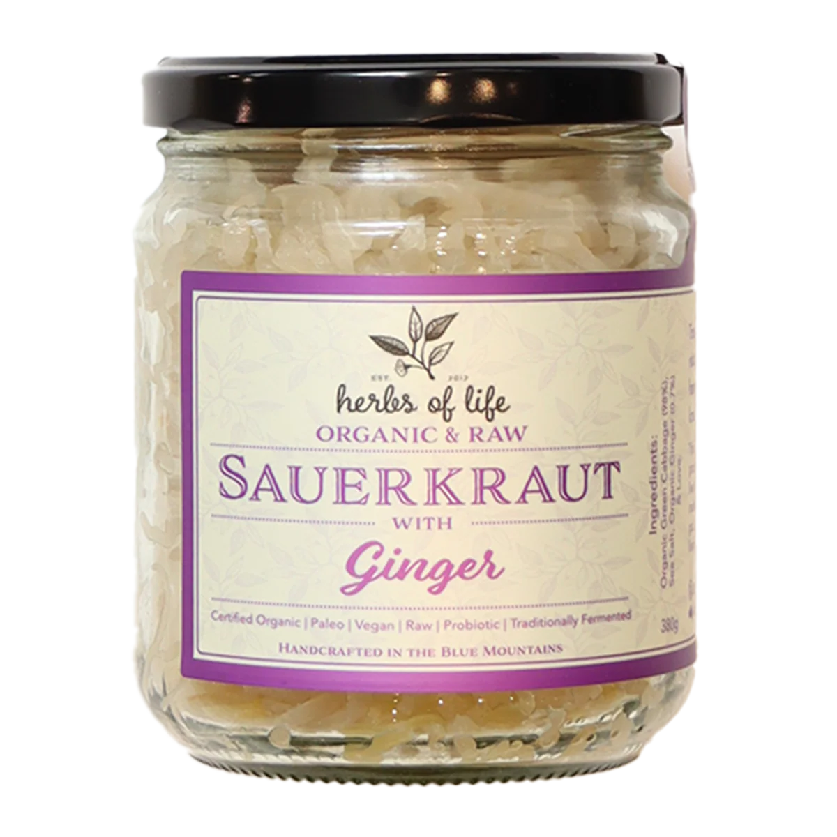 Herbs of Life Organic Sauerkraut Ginger 380g