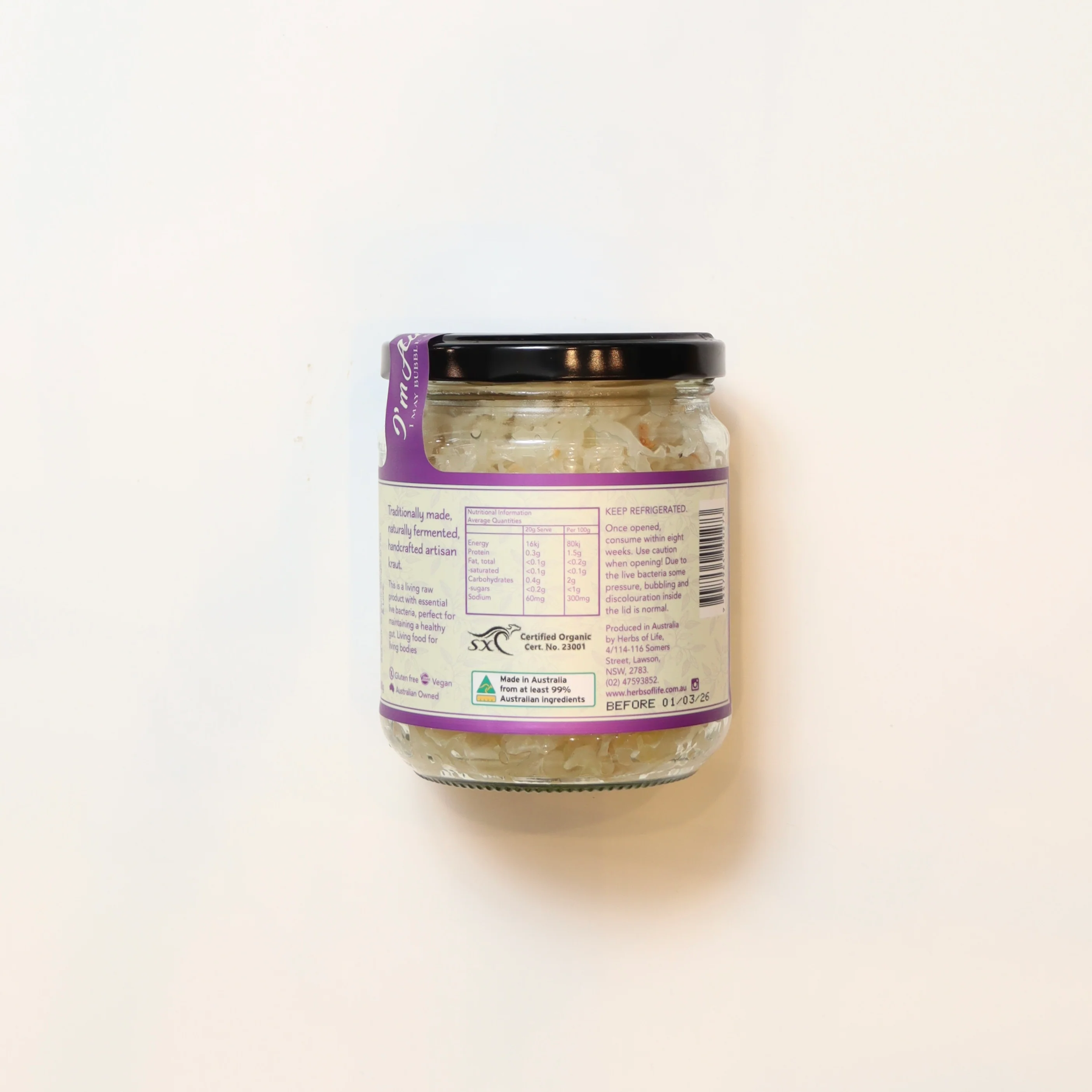Herbs of Life Organic Sauerkraut Ginger 380g - Image 2