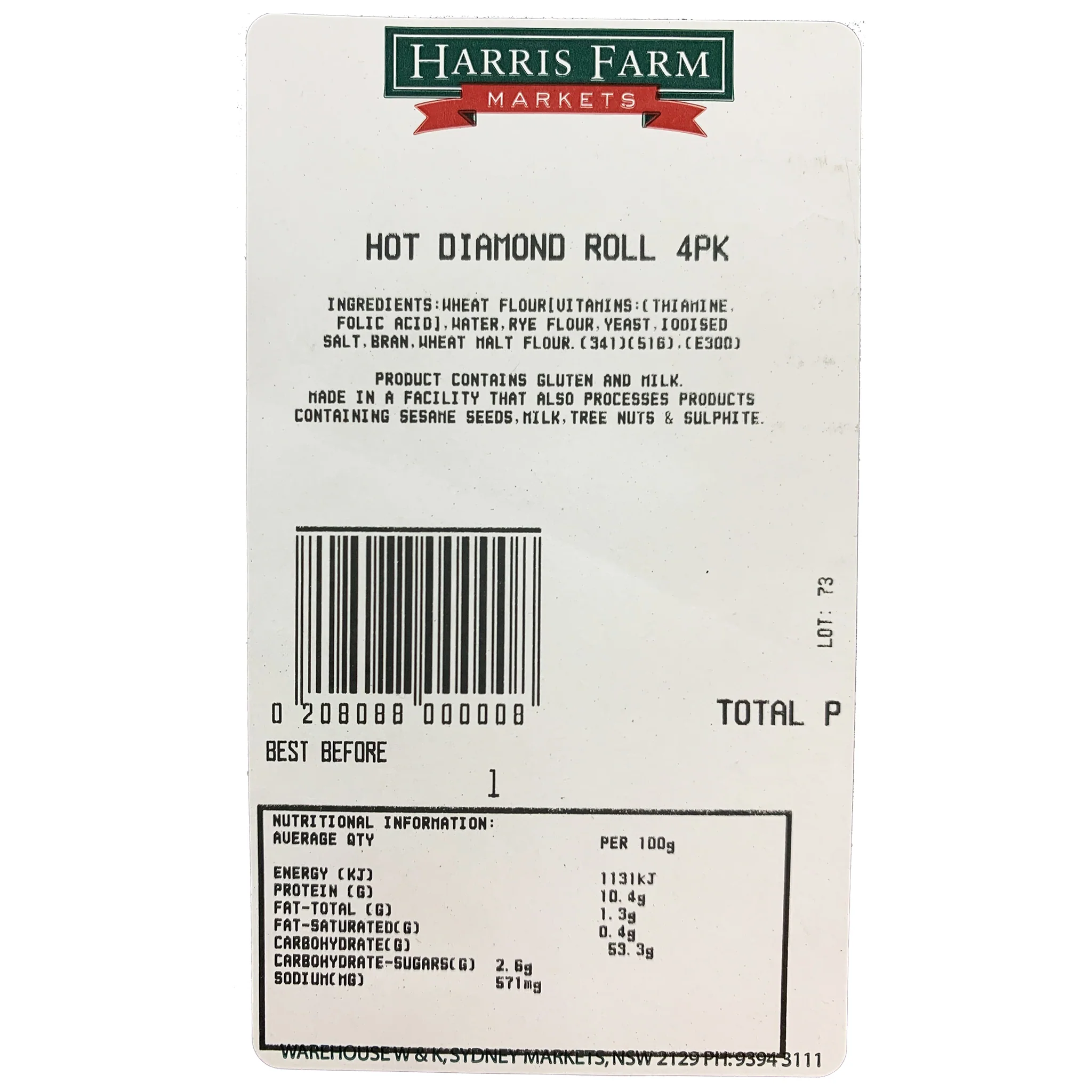 Harris Farm Diamond Bread Rolls 4pk - Image 2