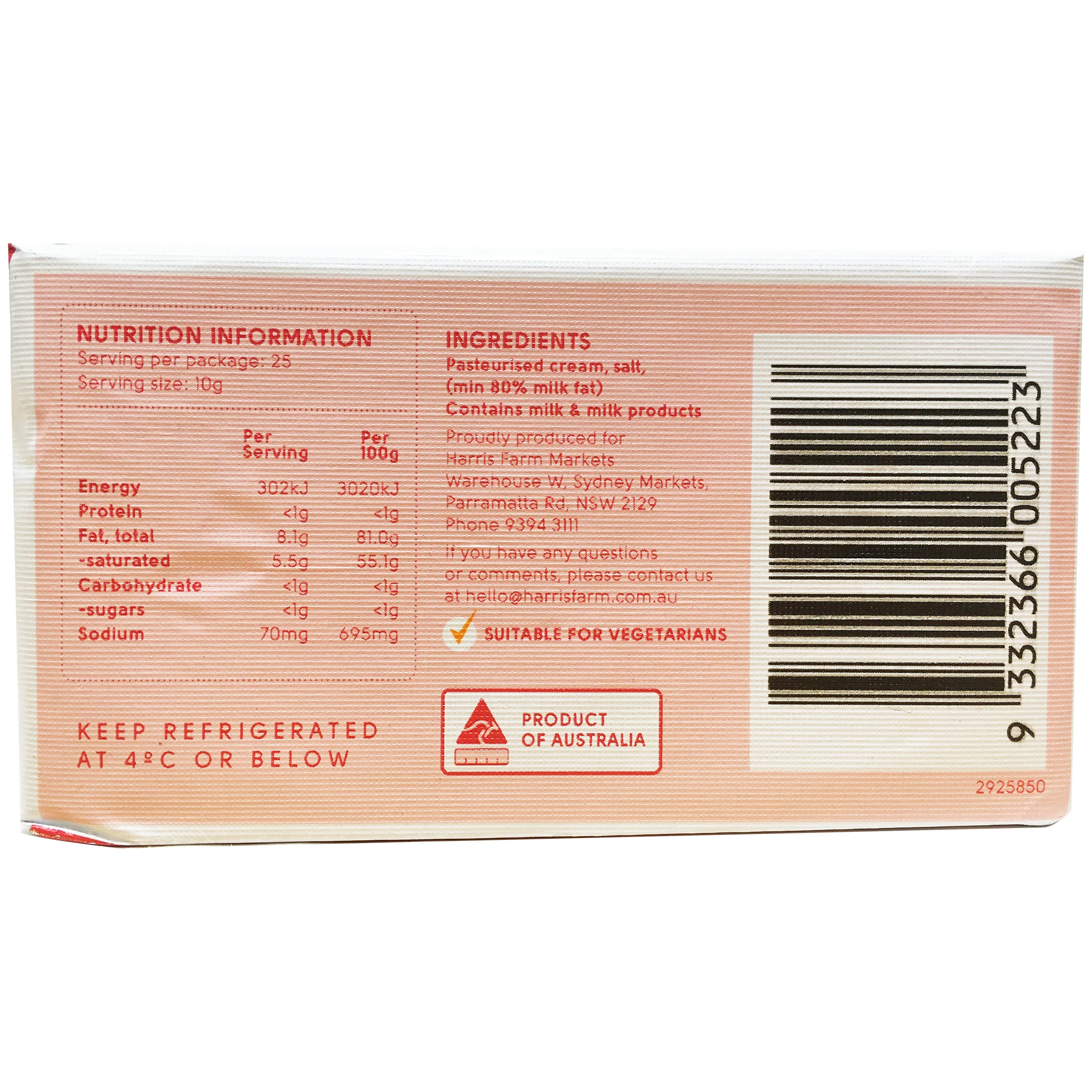 Harris Farm Butter Salted 250g - Image 3