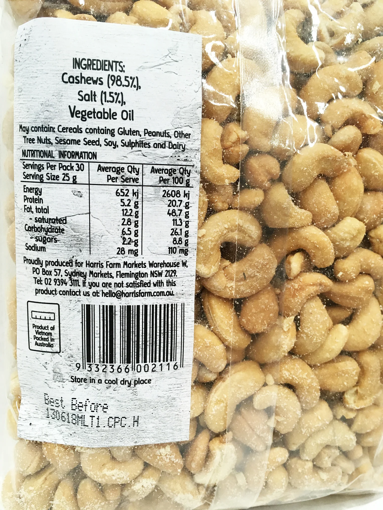 Harris Farm Cashews Roasted and Salted 750g - Image 2