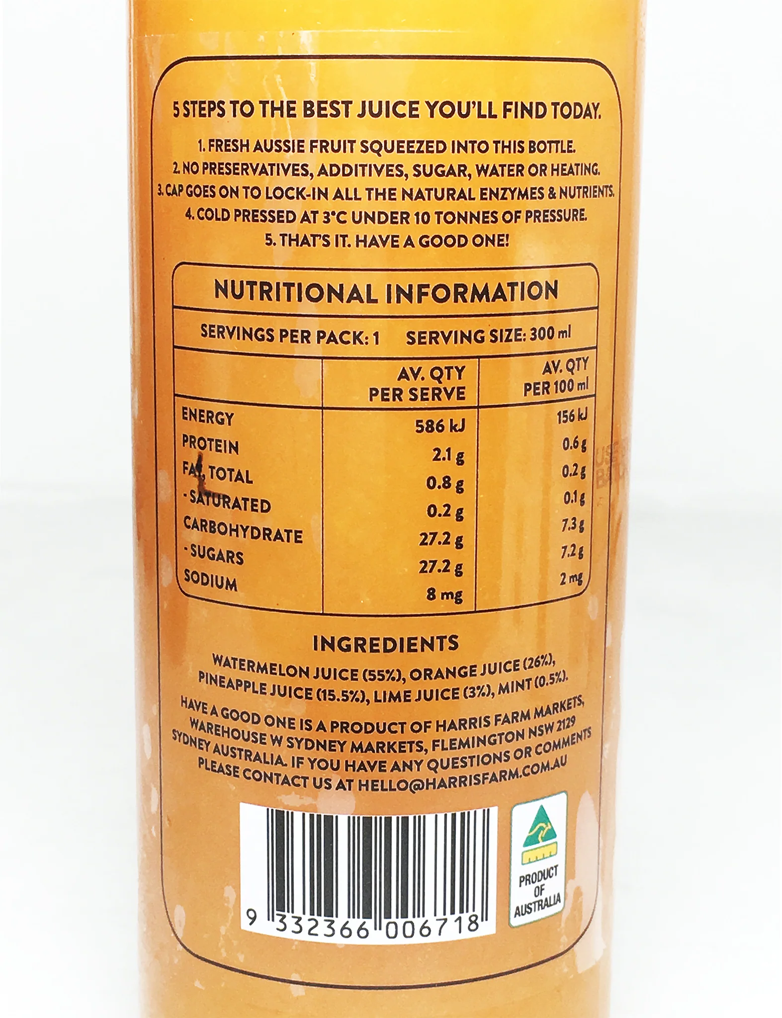 Harris Farm Cold Pressed Tropical Paradise Juice 300ml - Image 2
