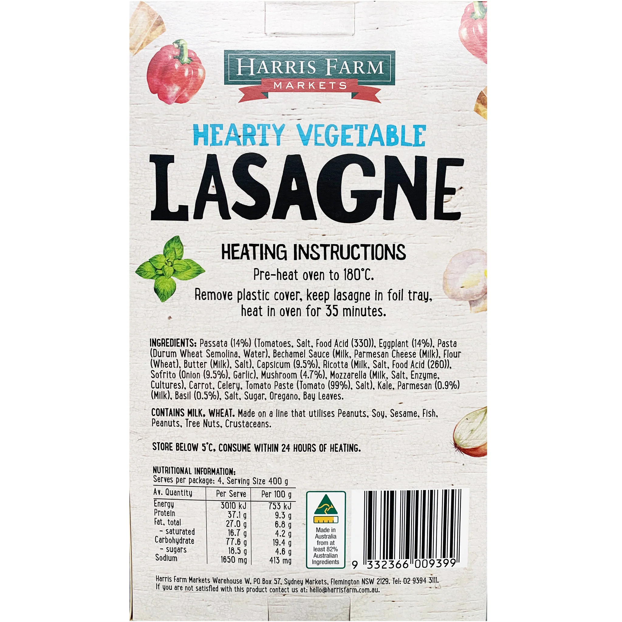 Harris Farm Lasagne Hearty Vegetable 1.6kg - Image 2