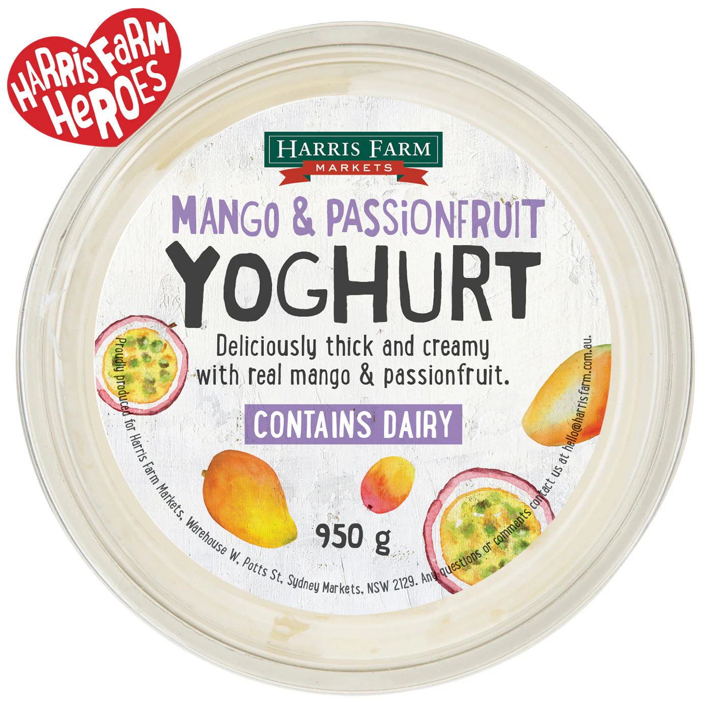 Harris Farm Yoghurt Mango and Passionfruit 950g